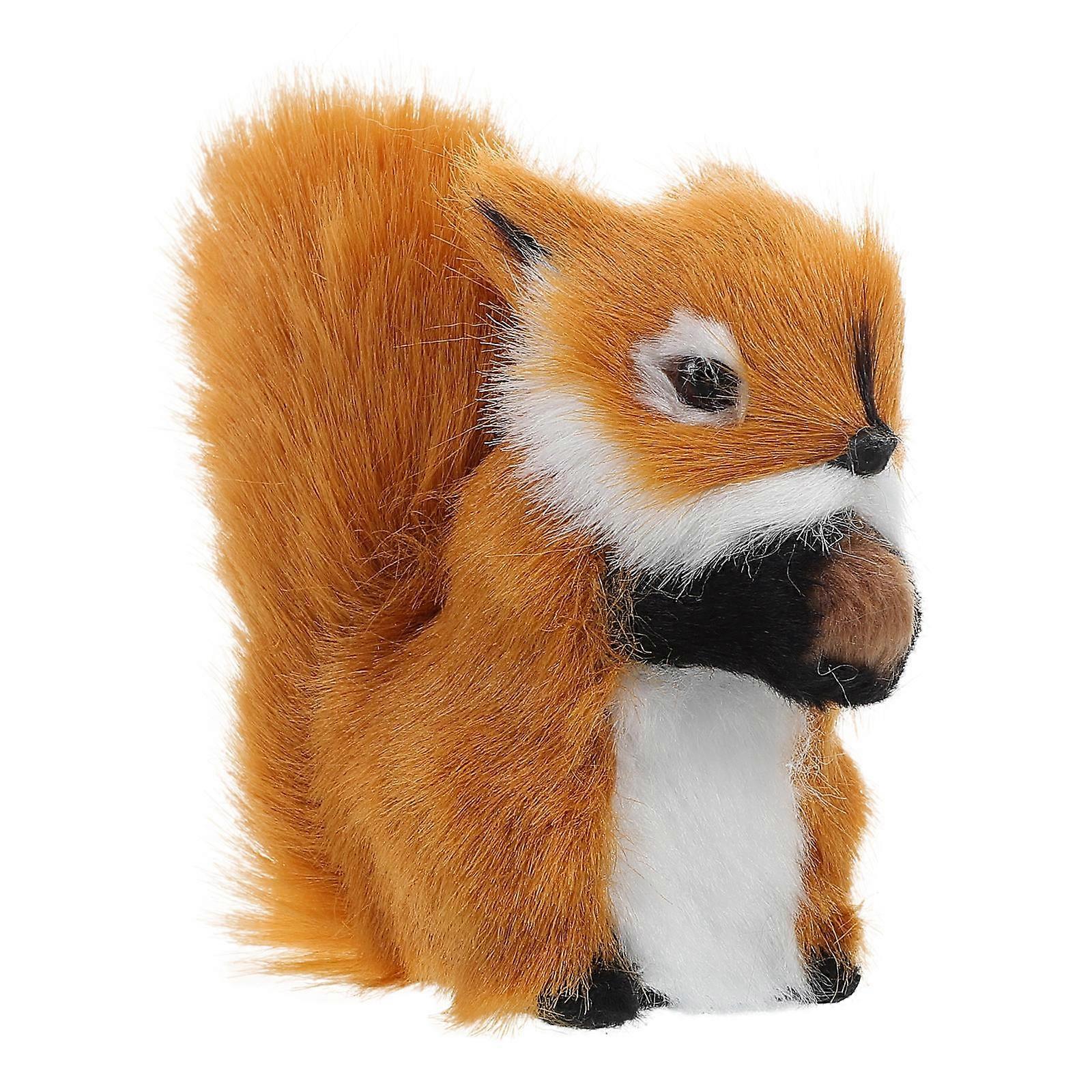 Soft Stuffed Animal Simulation Squirrel Figurine Tabletop Decoration Light Brown Unique Design 1Set