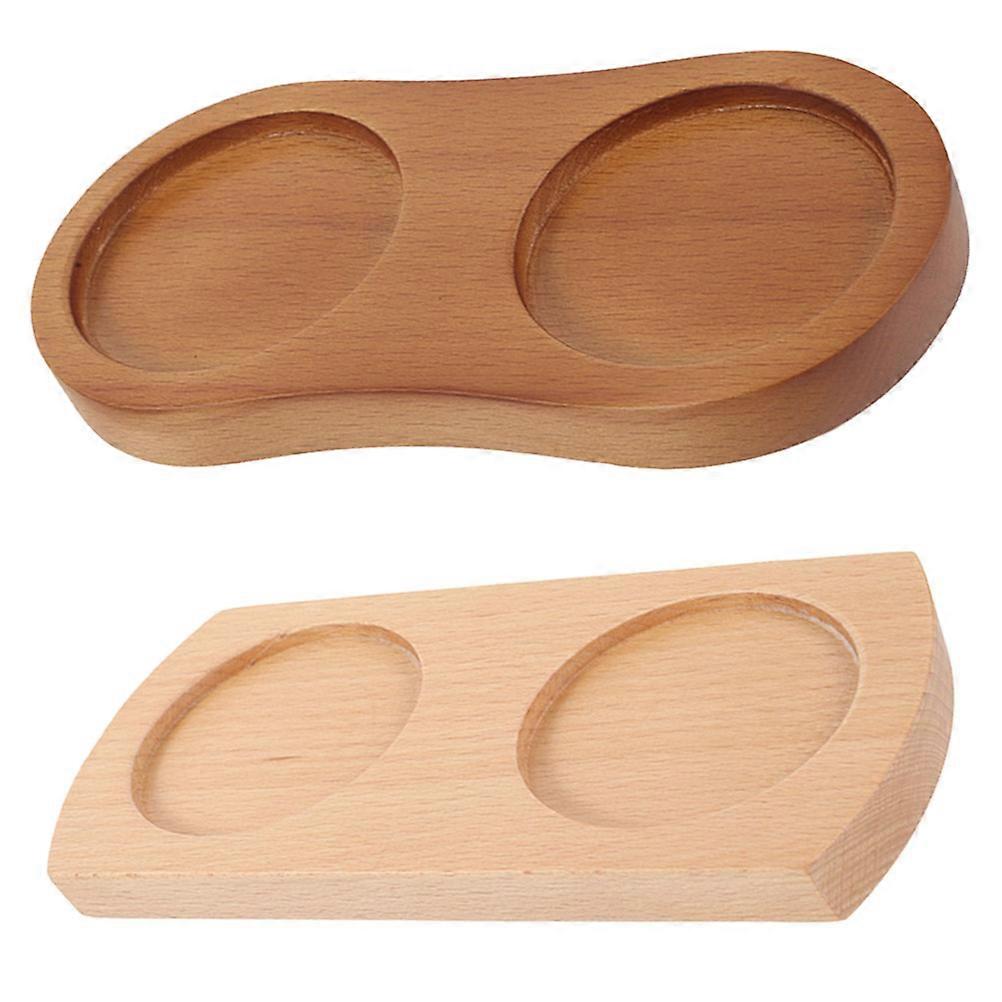 Wooden Pepper Salt Mill Tray with Design and Non-Slip Bottom for Daily Use 2pcs