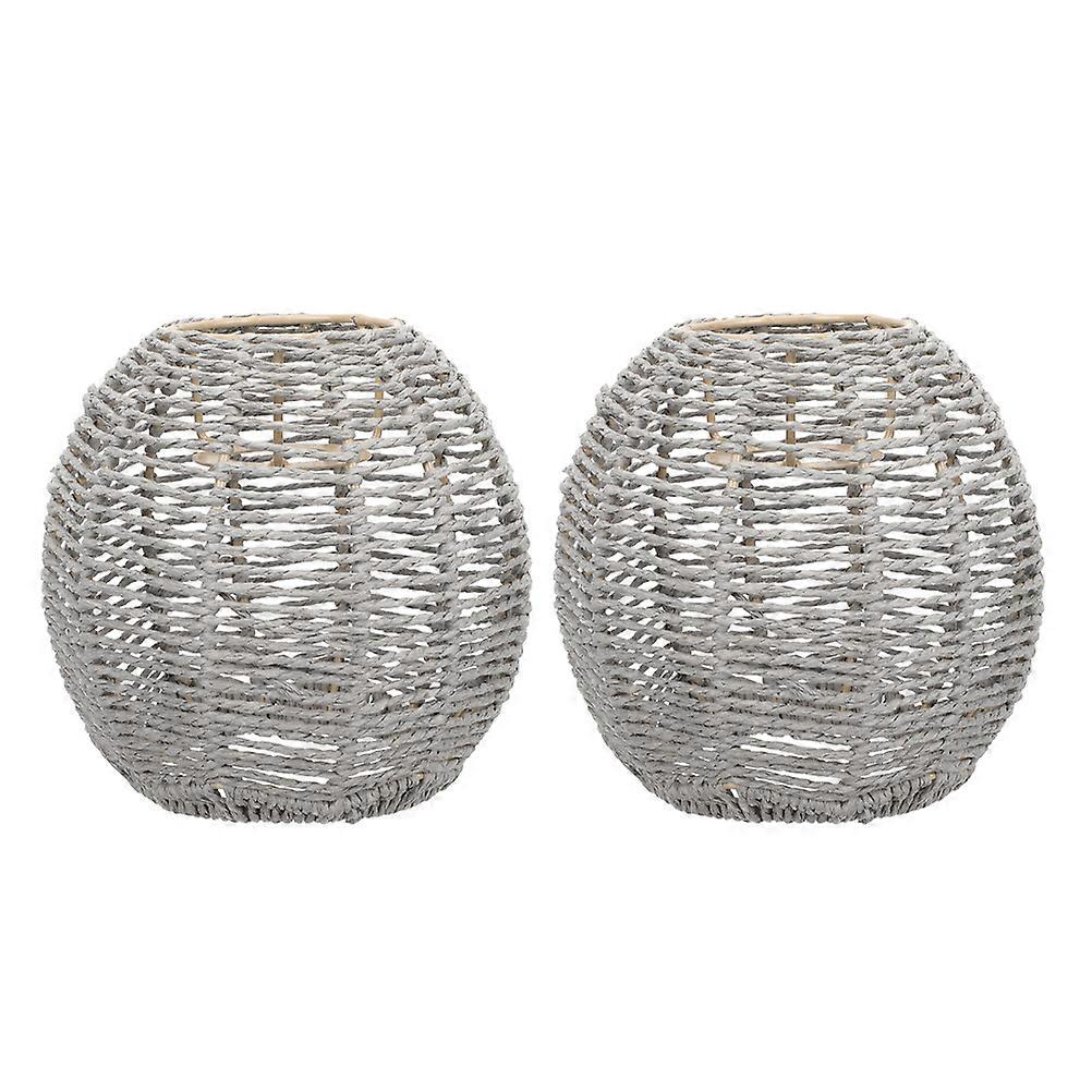 Modern Lamp Shade Ceiling Light Shades Imitation Jute Rope Material Round Shape 2Pcs Pendant Light Fixture