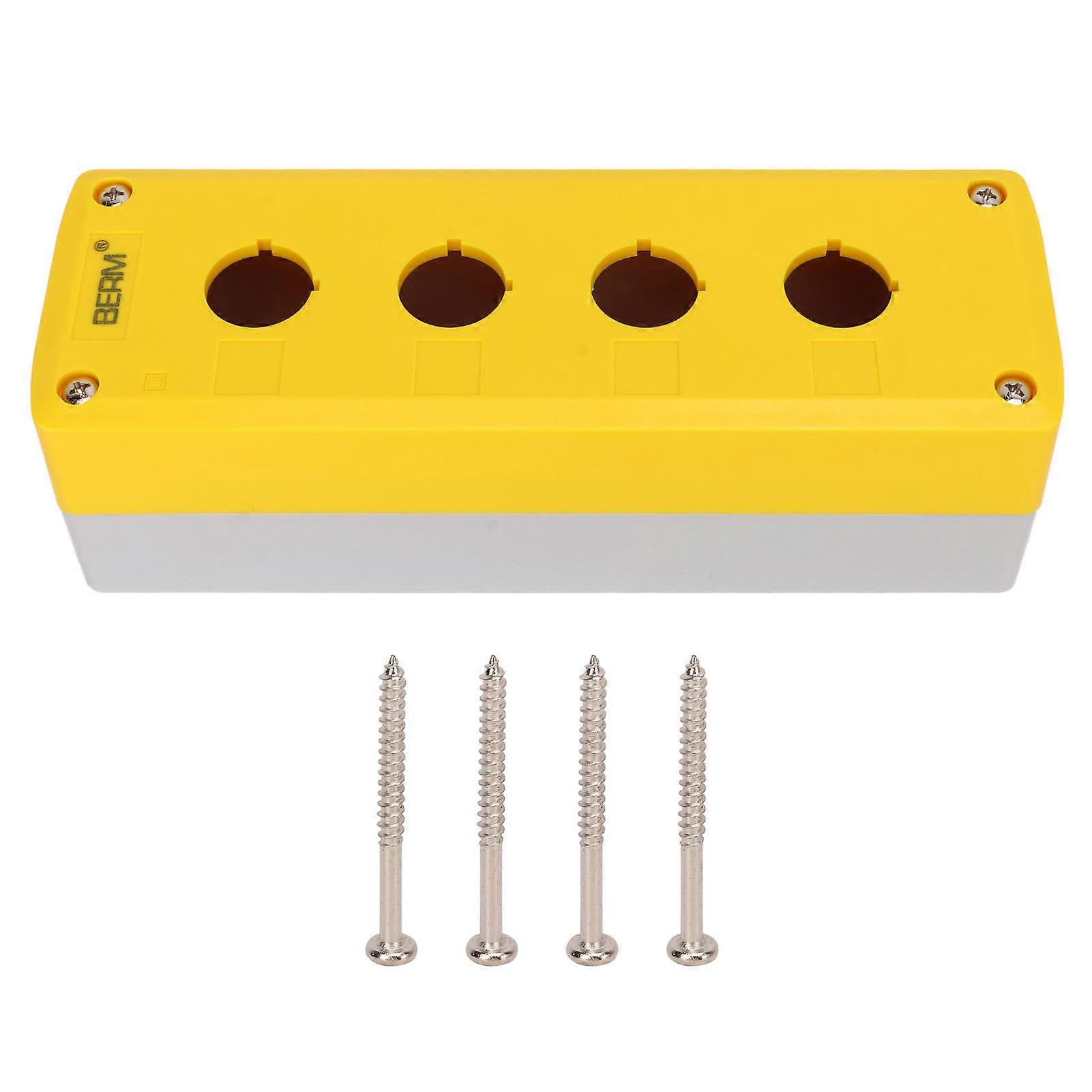 BERM Push Button Switch Control Station Box Industrial 4 Gang Waterproof ABS Yellow