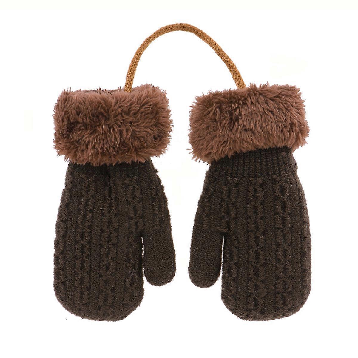 Snowboarding Gloves Cozy Knitted Gloves Girls Ski Gloves Full Coverage Woolen 1 Pair