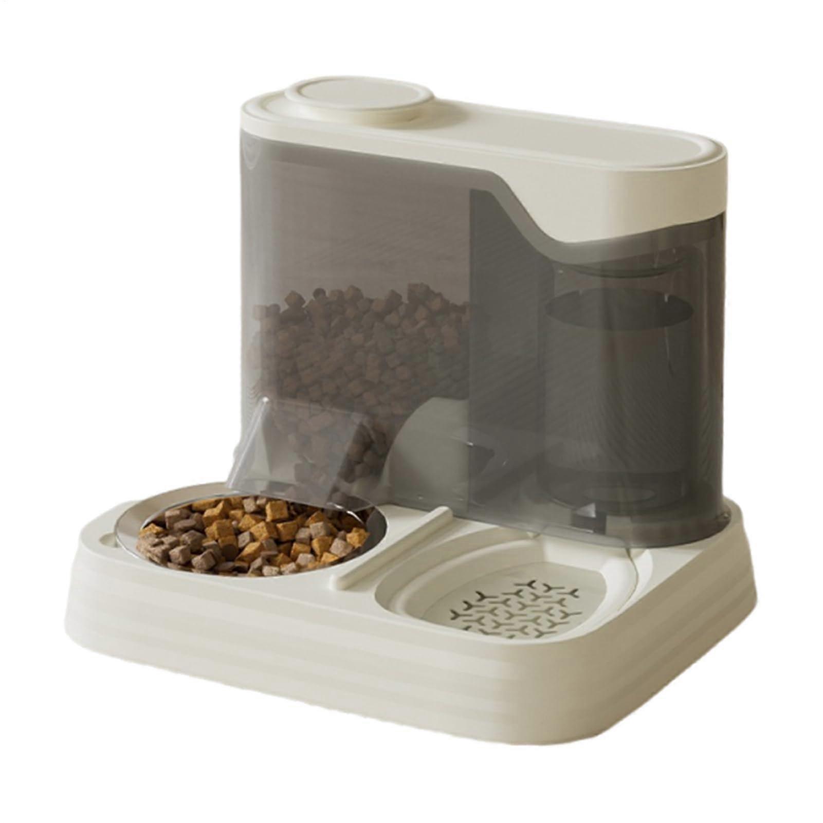 Automatic Fish Feeder Large-Capacity Feeder With Splashproof 2-In-1 Bowl For Travel Multi-Pet Vacation And Home White