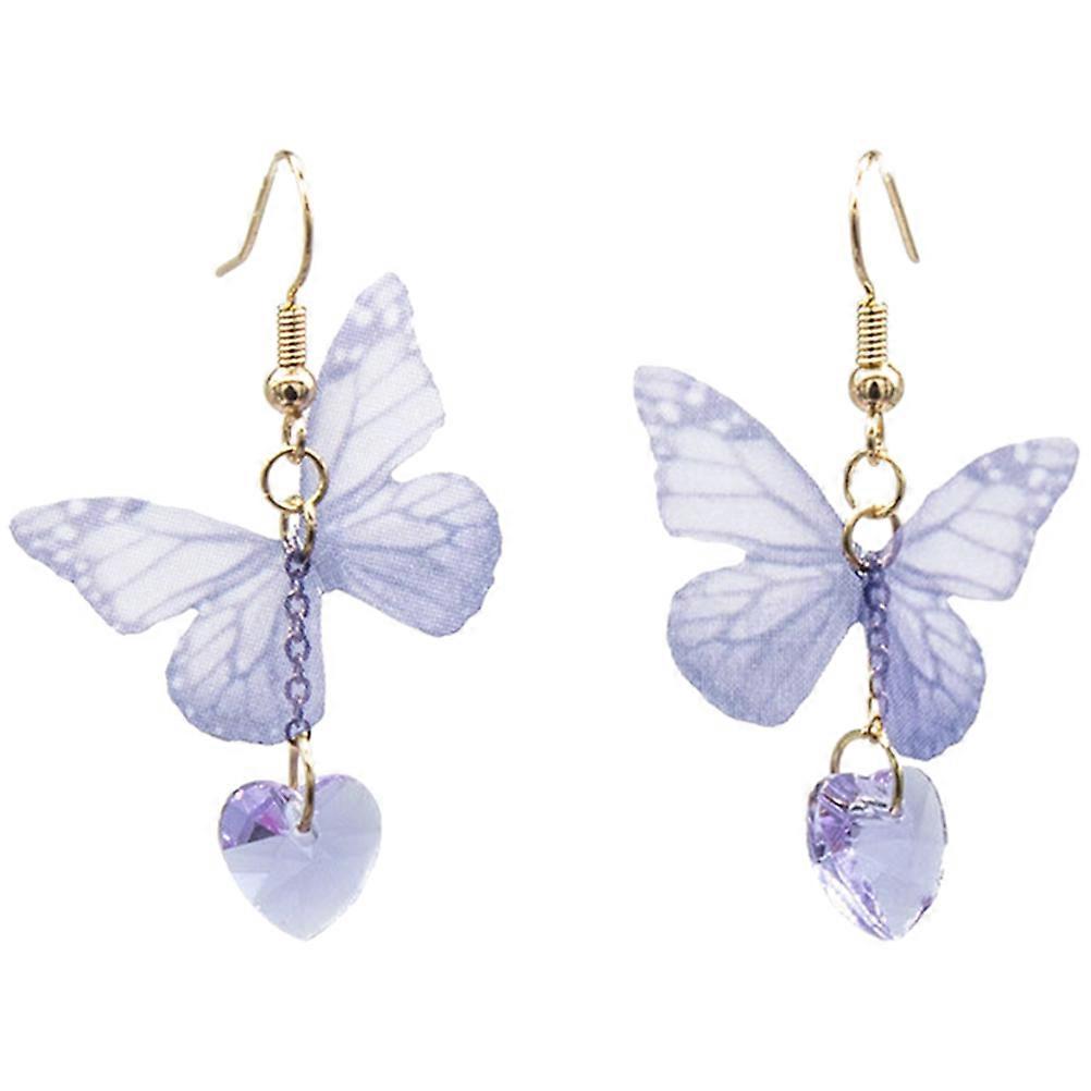 Women Earrings with Heart Charm Violet Color for Decoration Use Lightweight and Durable