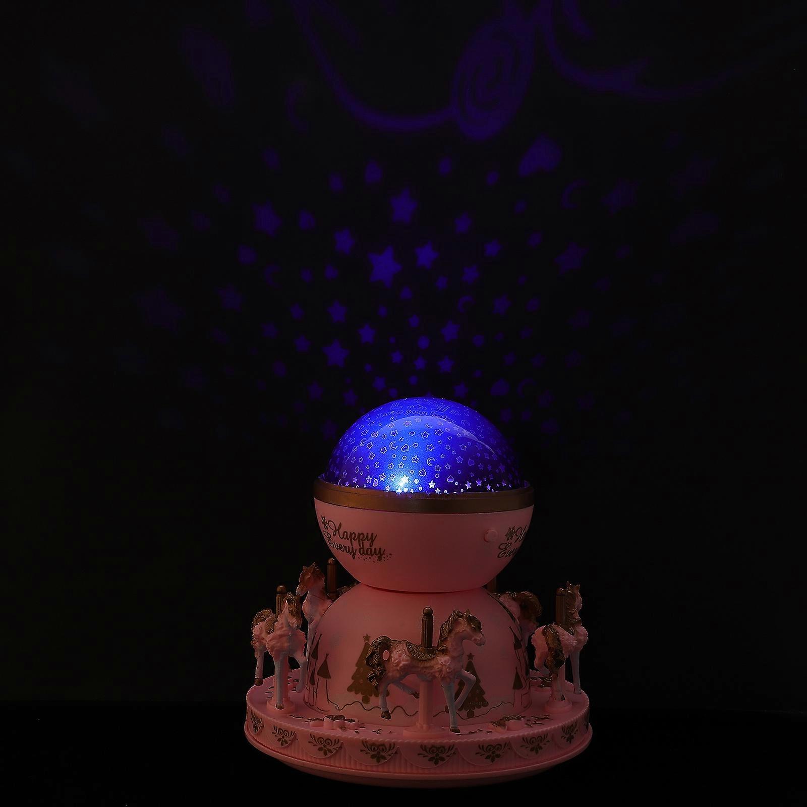 Rotating Melody Lamp For Little Girls As A Charming Desktop Decoration In Pink Color 1Pack