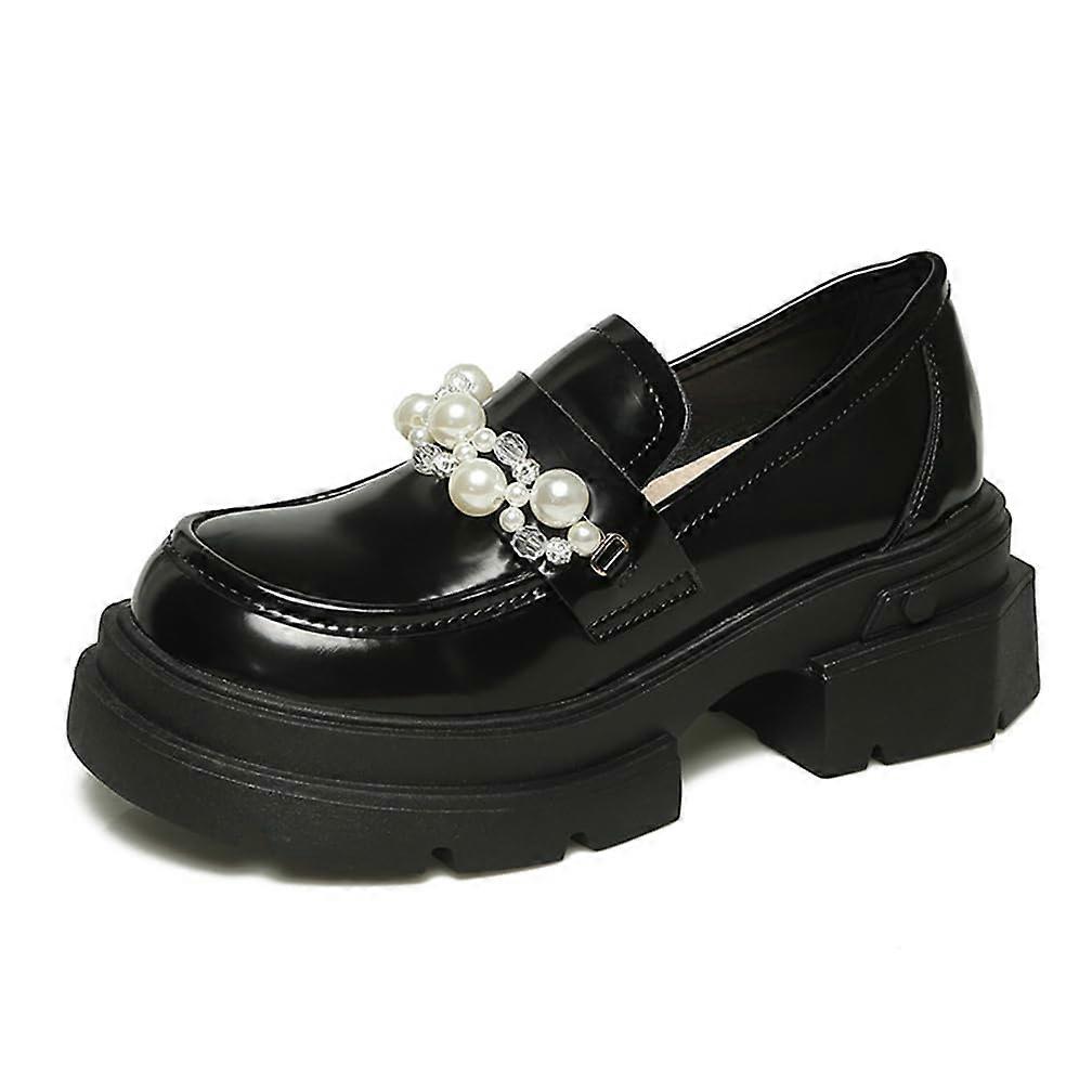 Women's Retro High Heels Pearl Embellished Black 36 EU Romantic Elegant Party Heels Comfortable