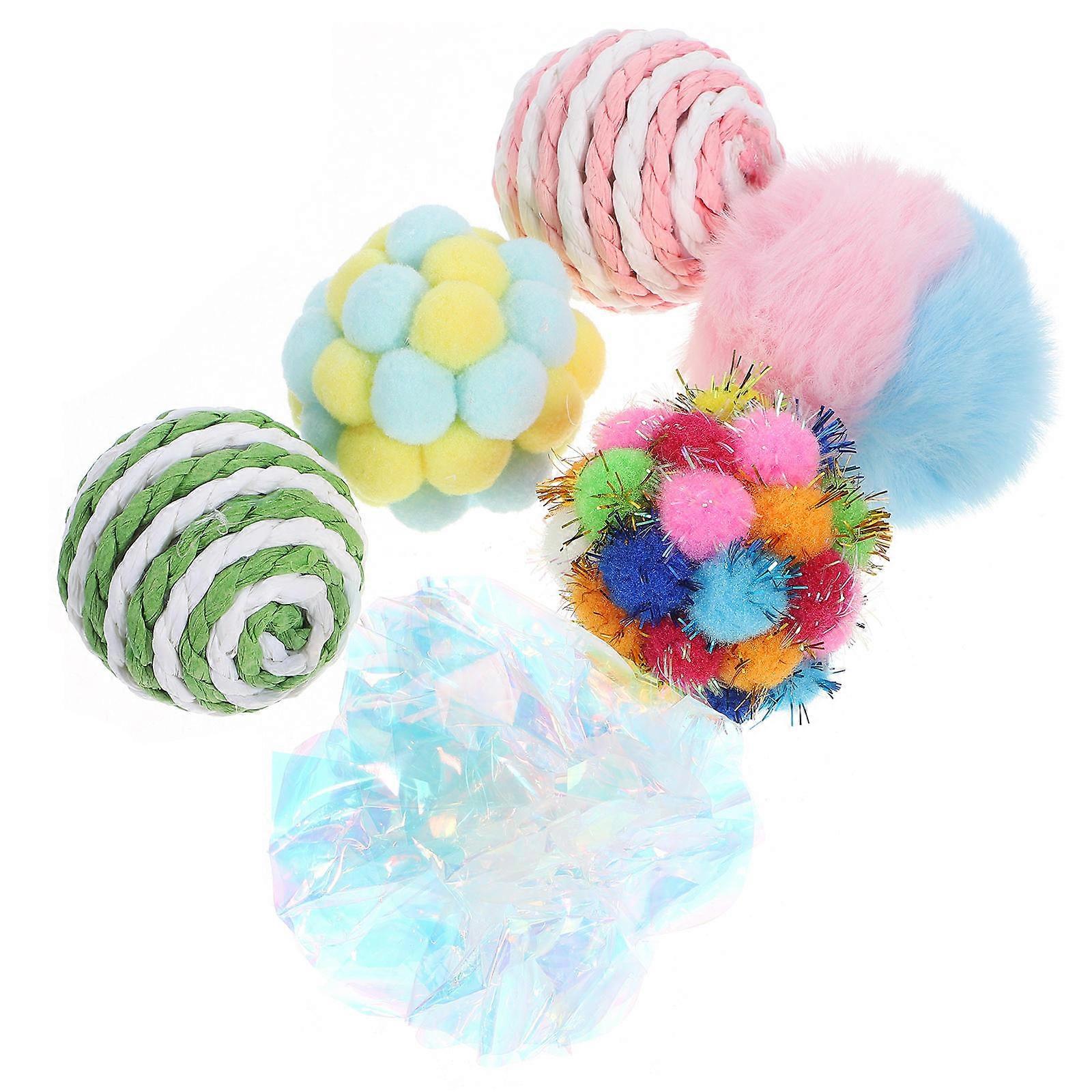 Round Shape 6Pcs Cat Interactive Balls For Indoor Playtime Pet Cats Exercise Tool