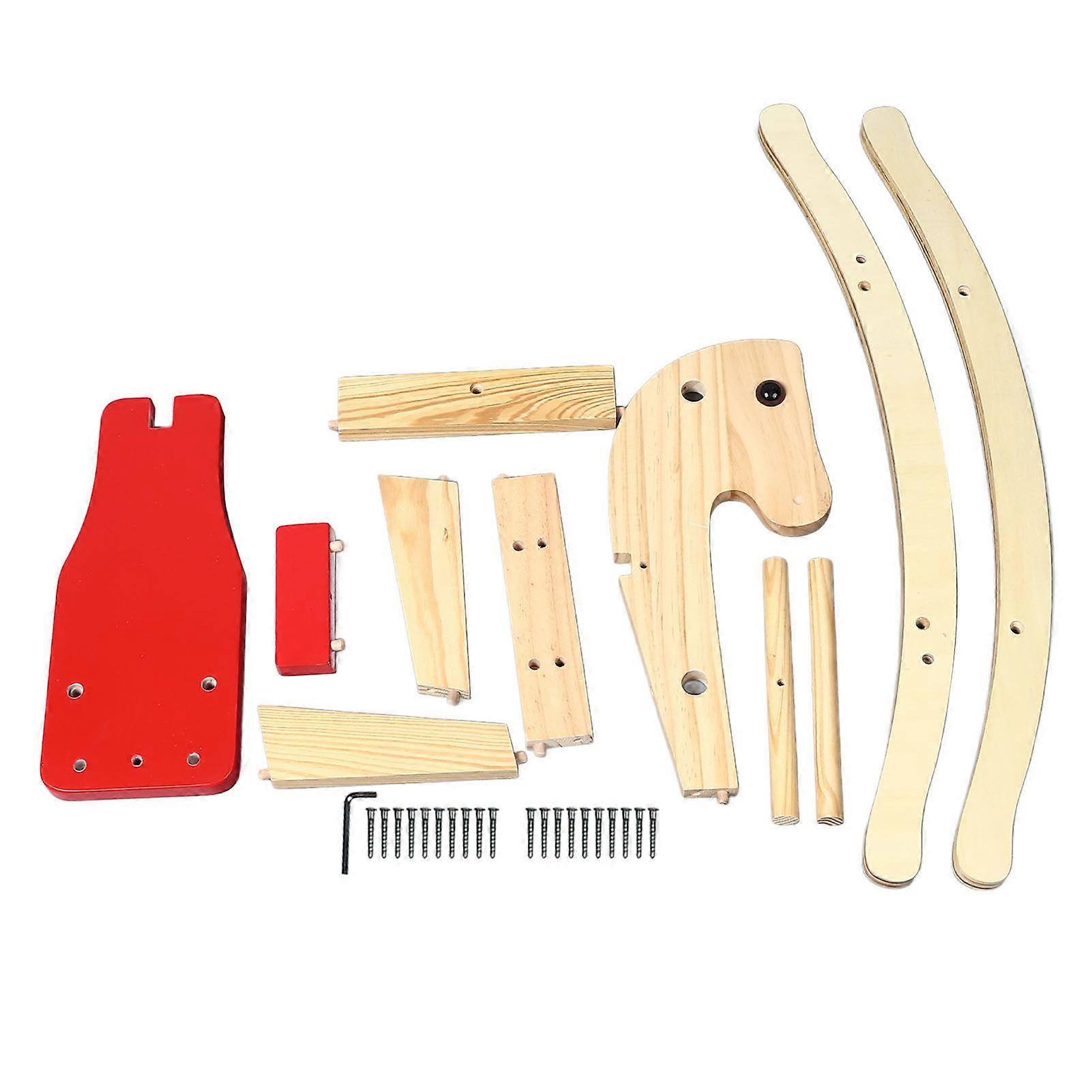 Kids Wooden Horse with Saddle and Handle Rocking Horse Chair Ride On Toy for Imaginative Play