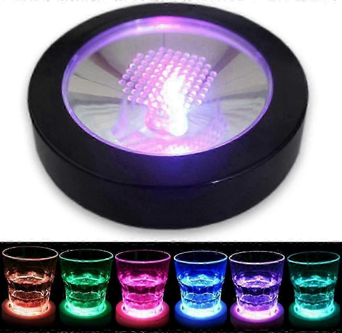 Glowing Coaster Luminous Wine Bottle Mat Flashing Base Coasters(black,colorful Light)