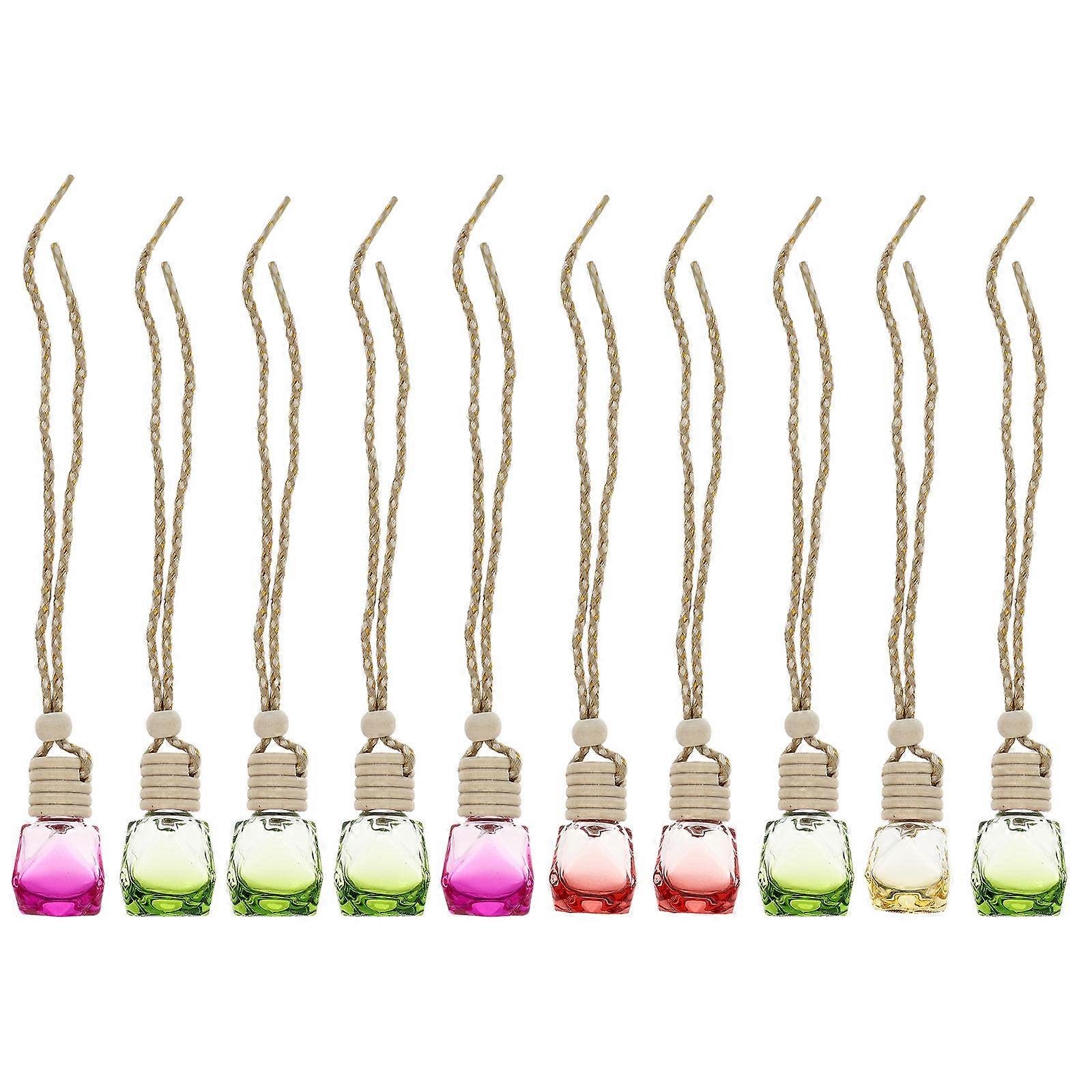 Refillable Hanging Car Perfume Bottles in Assorted Colors Made of Durable Glass 10Pcs