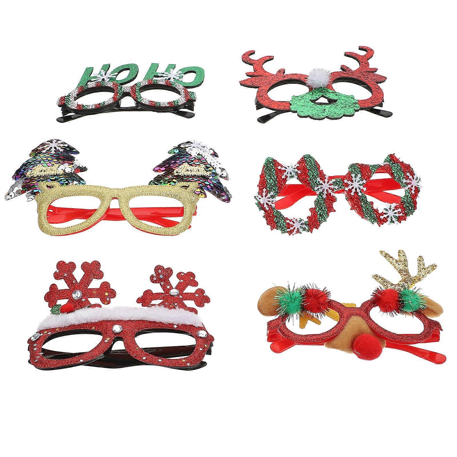 Fun 6Pcs Christmas Party Glasses Photo Props Assorted Colors For Children And Party