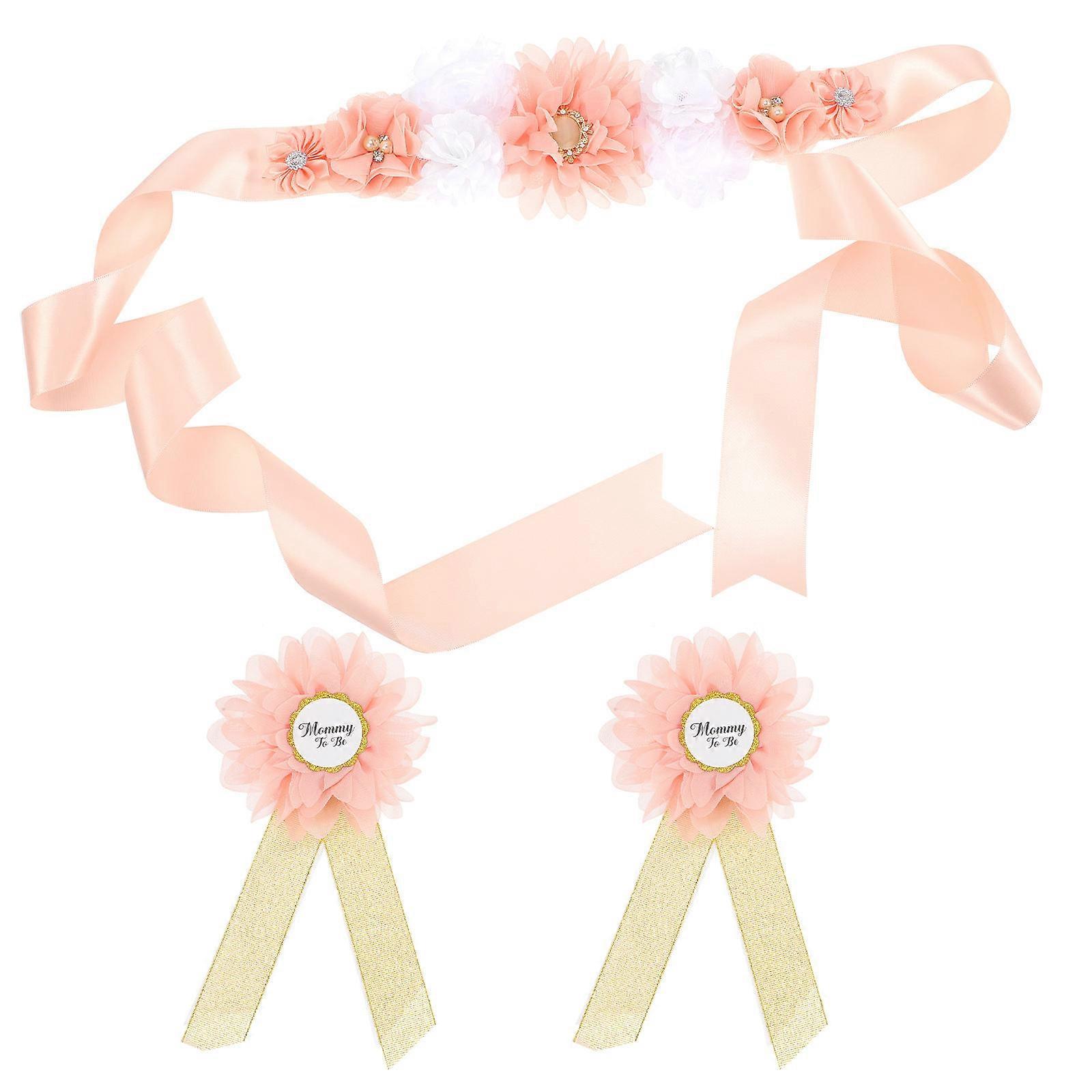 Mom To Be Sash Decorations Set For Pregnancy Photo Props In Chocolate Featuring Elegant Handmade Style 1 Set