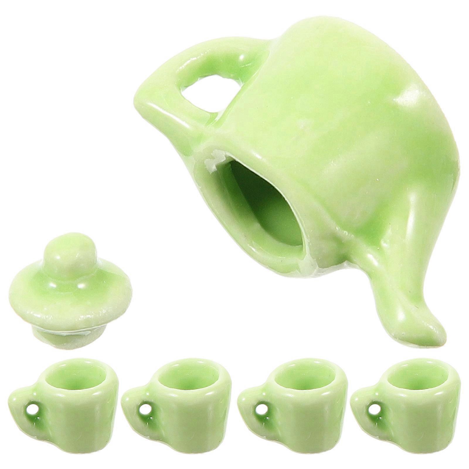 Tiny Tea Cups And Mini Tea Pot Designed As Realistic Dollhouse Accessory Perfect For Cultivating Hands-On Ability For Kids 1 Set