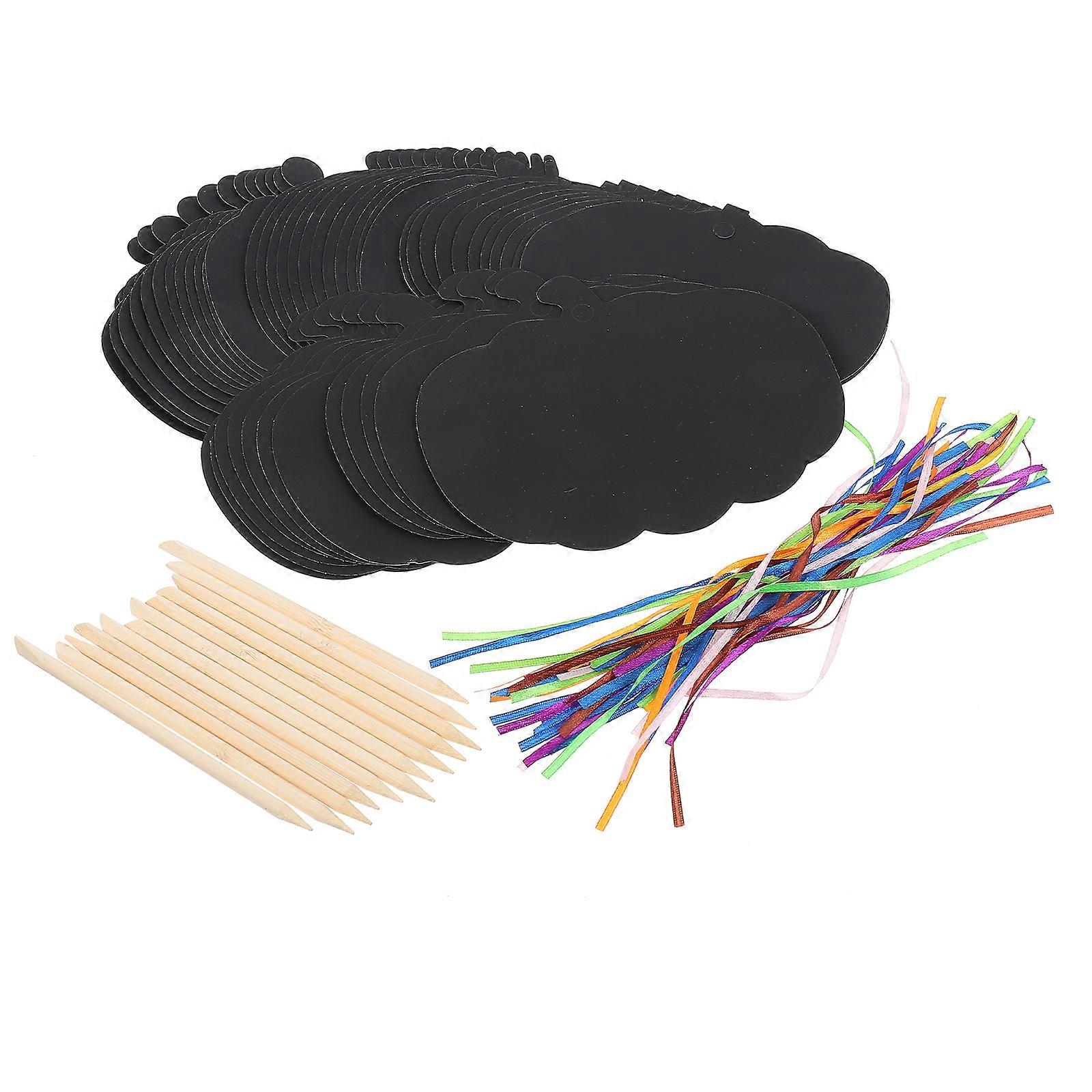 Halloween Kit Pumpkin Design Scratch Paper with Stylus and Color Strings for Creative DIY Crafts, Family Fun & Educational Activities