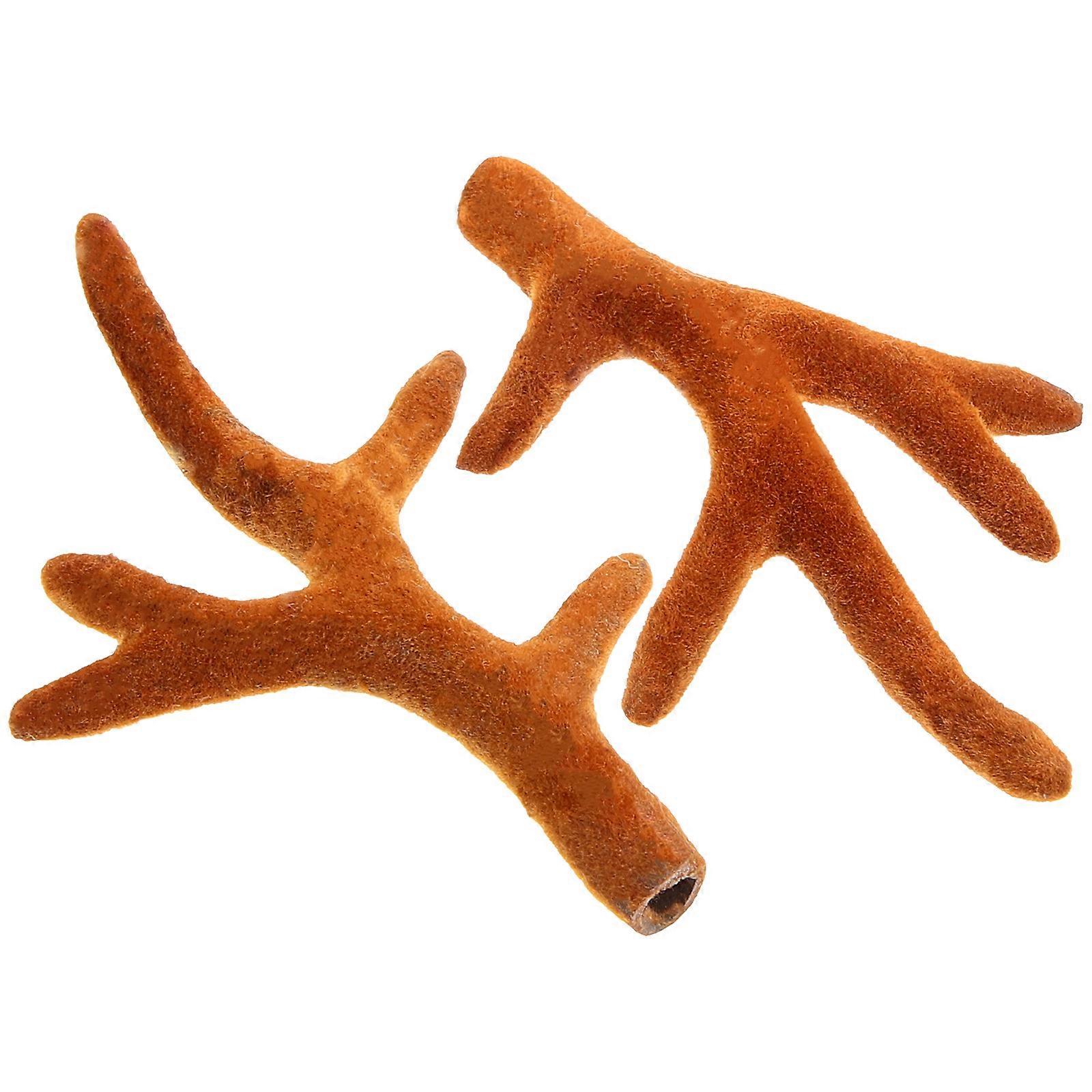 Flocking Polyethylene Reindeer Antlers for DIY Christmas Decorations and Headband Accessories Chocolate Color