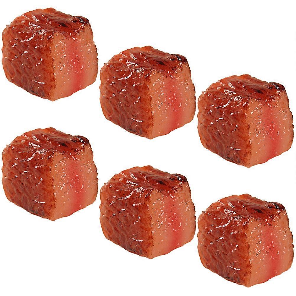 6pcs Realistic Beef Cube Models, Artificial Kitchen Decoration Props for Restaurants, Hotels, Museums – Detailed Fake Meat Display for DIY Crafts and