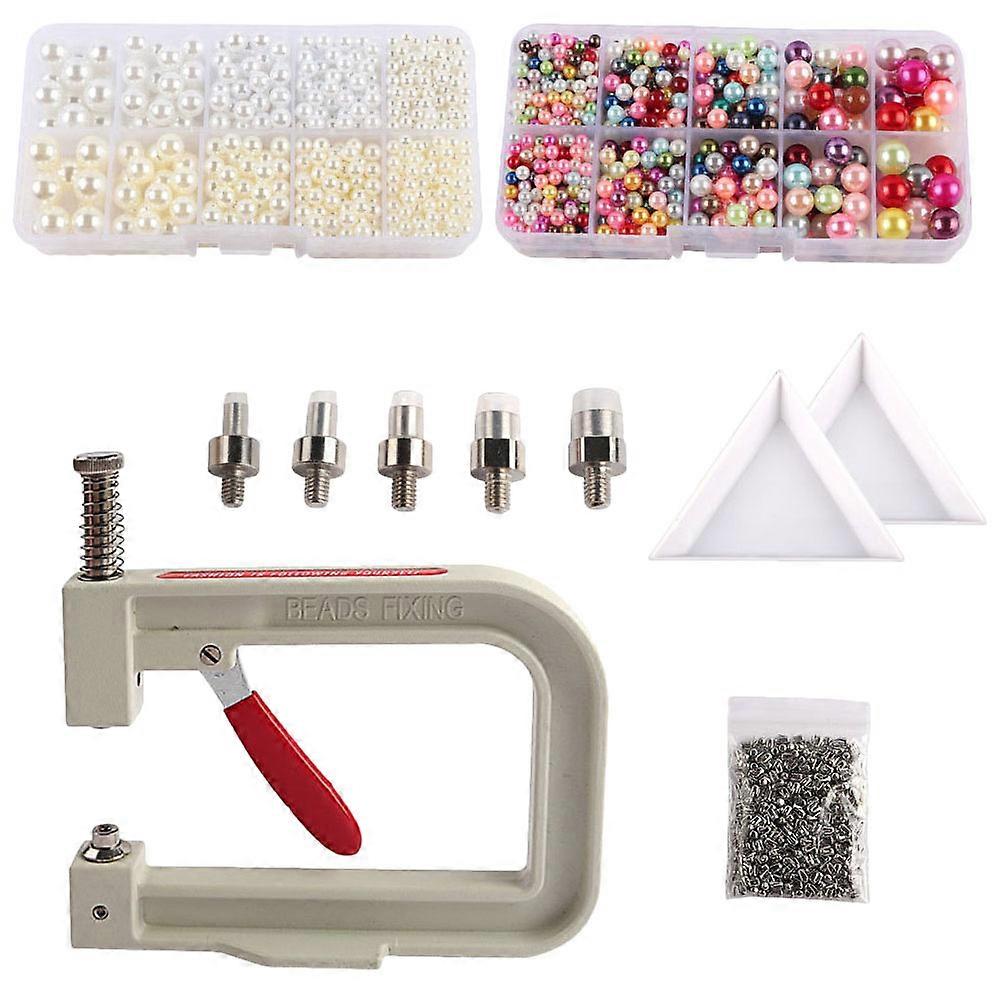 Manual Beading Machine Set Hand Press Tool for DIY Crafts, Pearl Fixing, and Accurate Positioning Bead Application for Clothing Accessories and