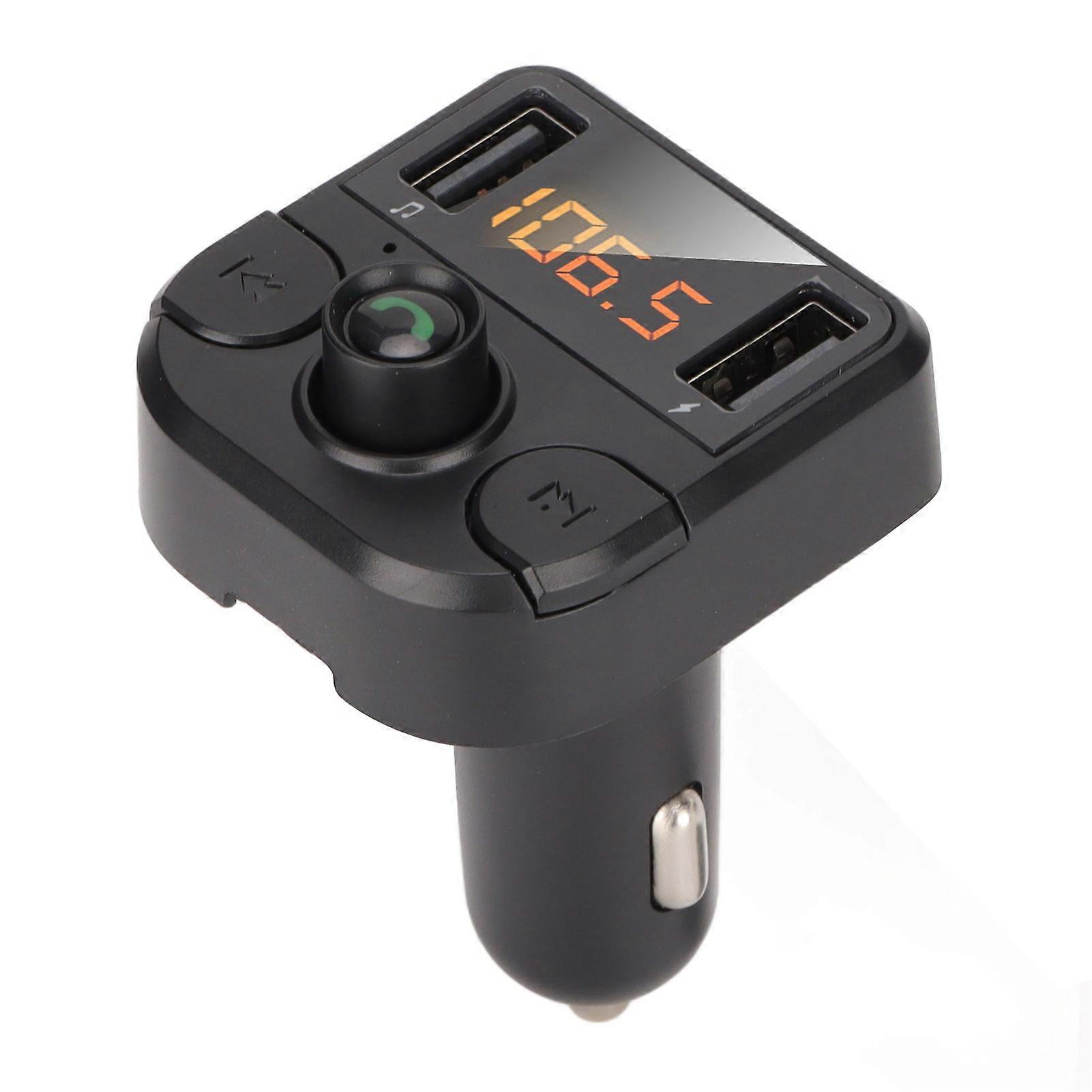 Multifunction LED Car Charger Bluetooth 5.0 FM Transmitter Hands Free Calling MP3 Player Dual USB Fast Charging
