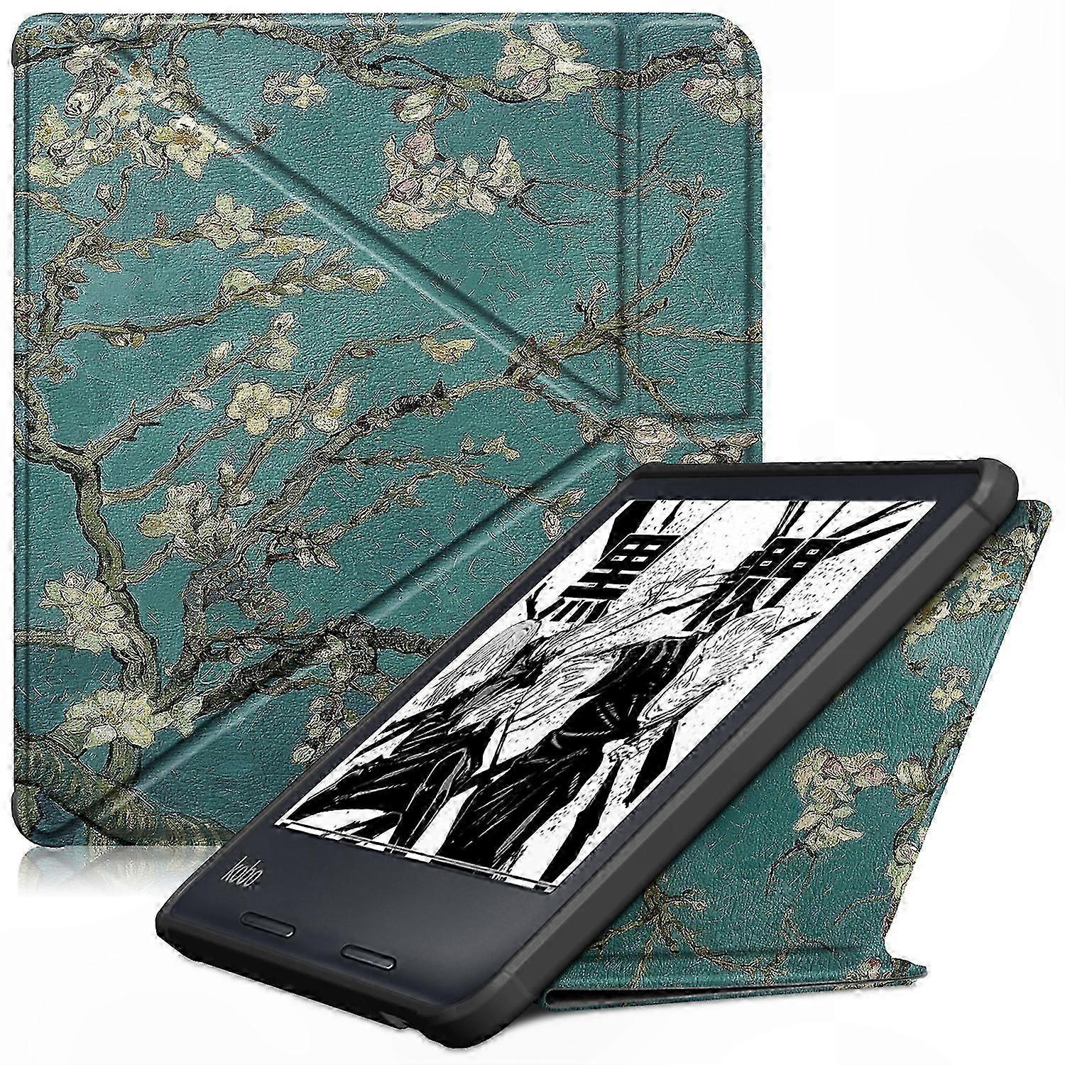PU Leather Origami Stand Case for Kobo Libra Colour and Libra 2 E-Reader Protective Cover with Pattern Design