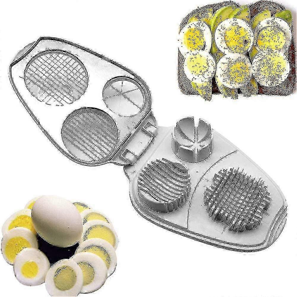 Egg slicer for hard boiled eggs, manual 3-in-1 stainless steel