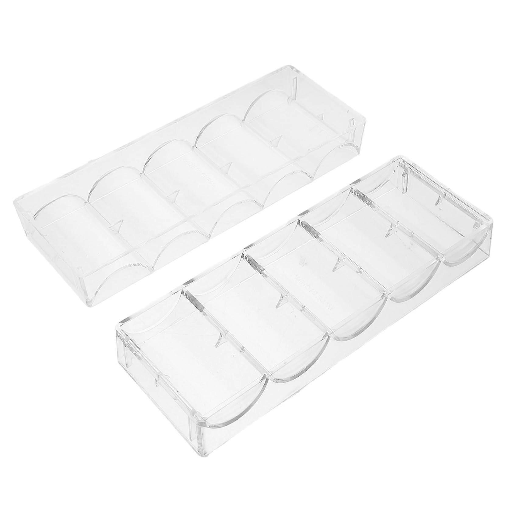Pack of 2 Poker Chip Cases with Transparent Acrylic Storage for Poker Chips, Card Tray and Organizer