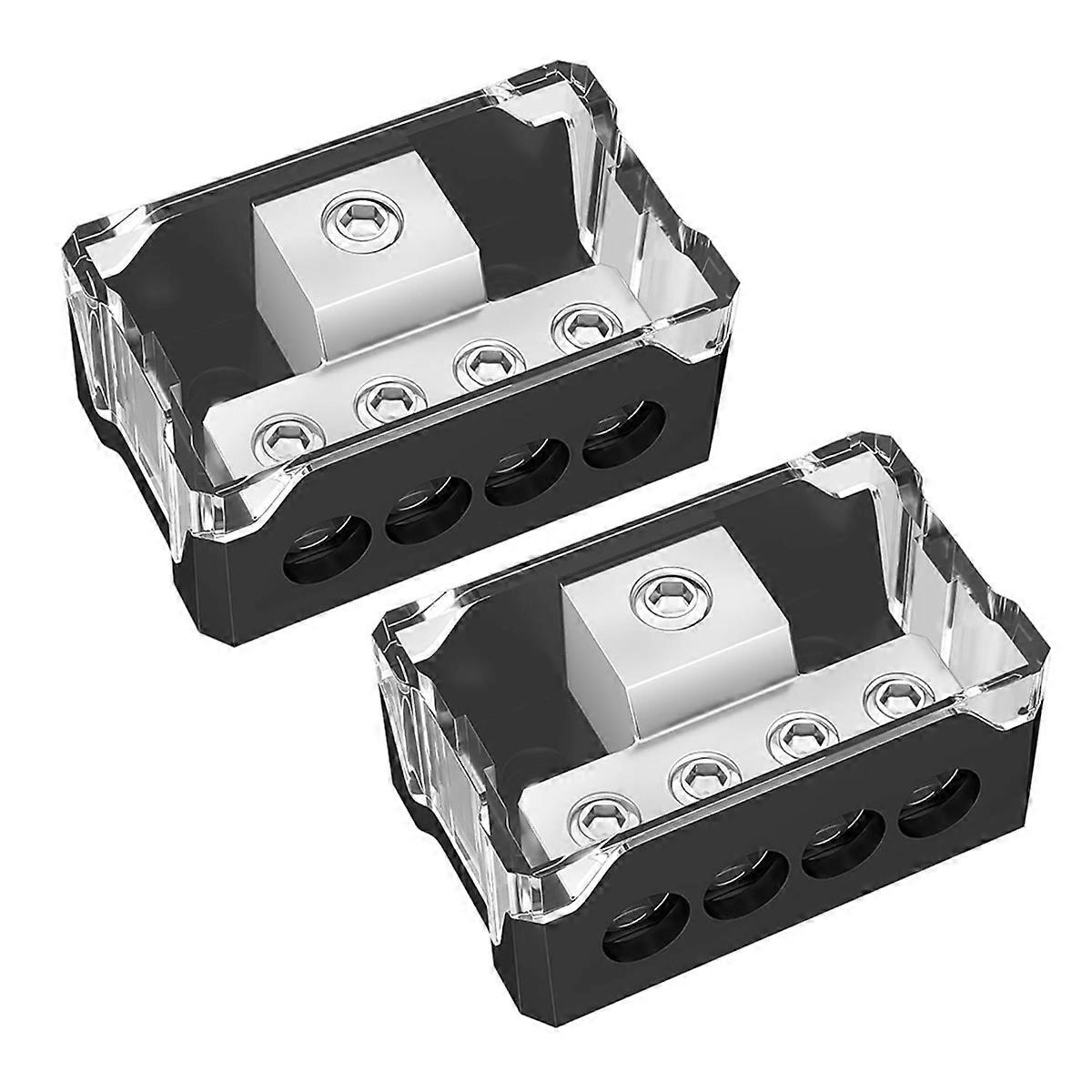 4 Way Power Distribution Block Car Audio 0/2/4 Gauge Input 4/8/10 Gauge Output Amp Ground Distribution Block 2pcs