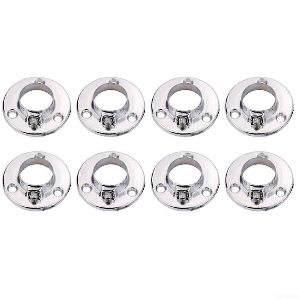 8PCS Round Wardrobe Rail Locking End Bases Compatible with 25mm Rods, Metal Flanges for Closet Rod Supports in Wardrobes