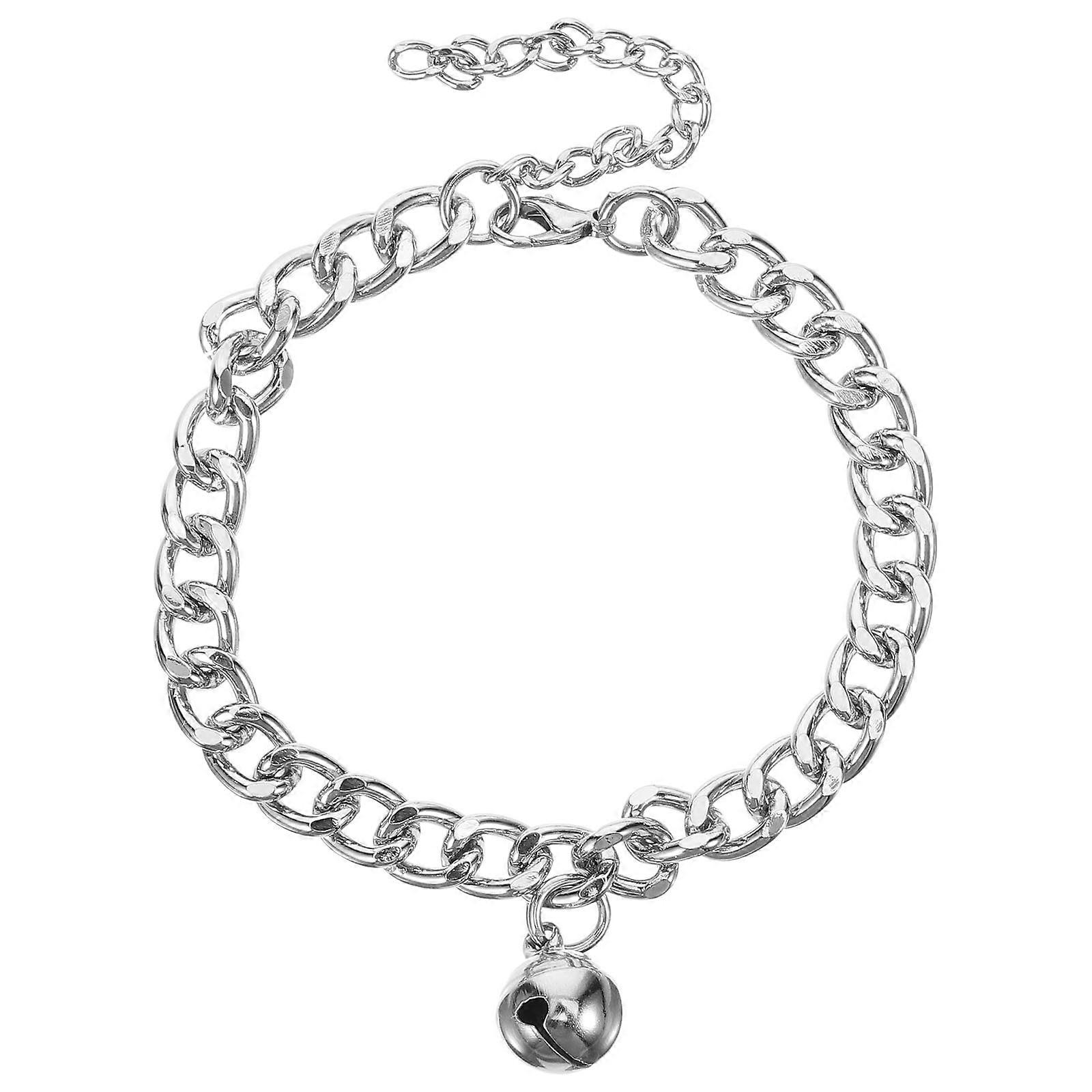 Adjustable Pet Collar with Bell for Cats and Dogs Made of Aluminum Alloy Silver Color
