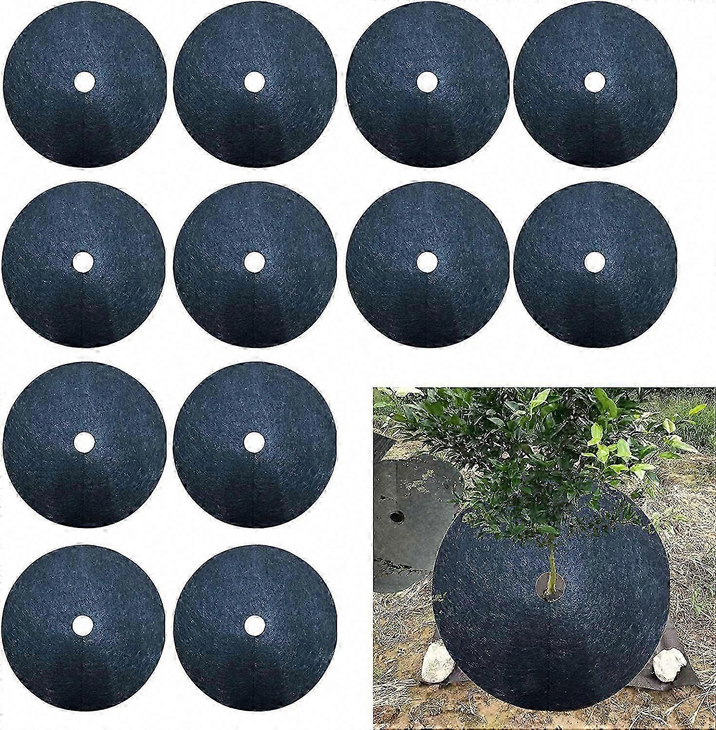12PCS Tree Protection Weed Block Mulch, 16.5" Weed Barrier Mat Tree Mat Covering Ring