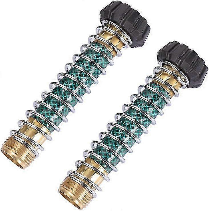 Garden Hose Coiled Spring Protector with Solid Brass Faucet Hoses Coupling Adapter Extension with Comfortable Rubberized Grip 2pcs--