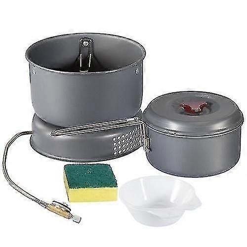 Camping Cookware Dinnerware 7 Pcs Windproof Boiler Cradle Pot Stove...
