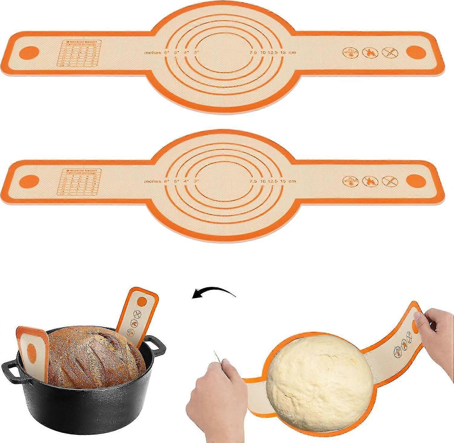 Bread Baking Mat Set for Dutch Oven: 2 Pcs Silicone Bread Sling, Non-Stick & Easy to Clean with Long Handle for Dough Transfer