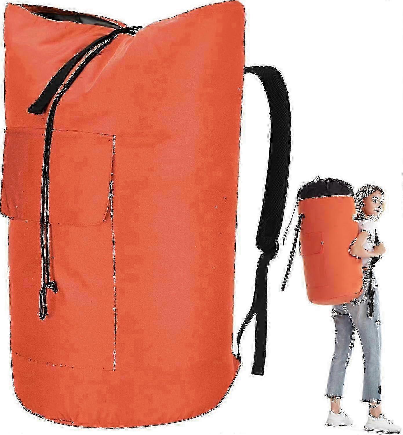 Sac à linge extra large de 115L avec sangles robustes pour le rangement - Tangerine