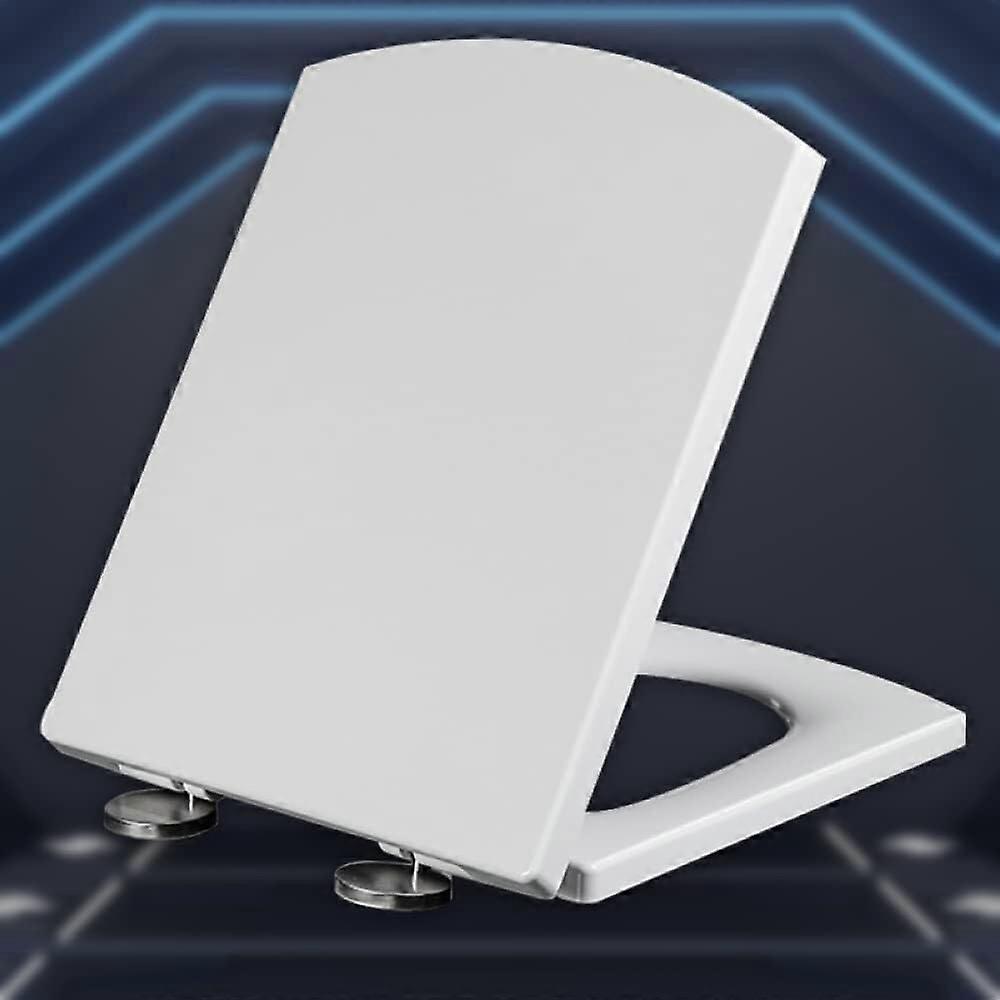 Universal Soft Close Toilet Seat - Quick Release, Top Fixing, Adjustable Hinges, White Urea Resin, 44-50x37cm
