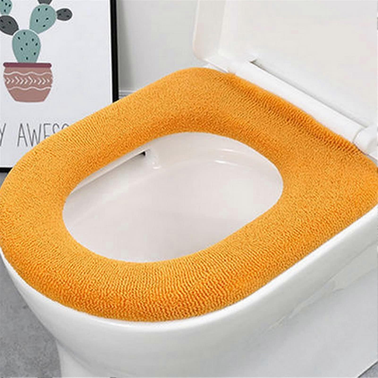 Cartoon Universal Toilet Cushion Plush with Handle, Winter Warm Toilet Seat Cover for Household Use, Soft Washable Design