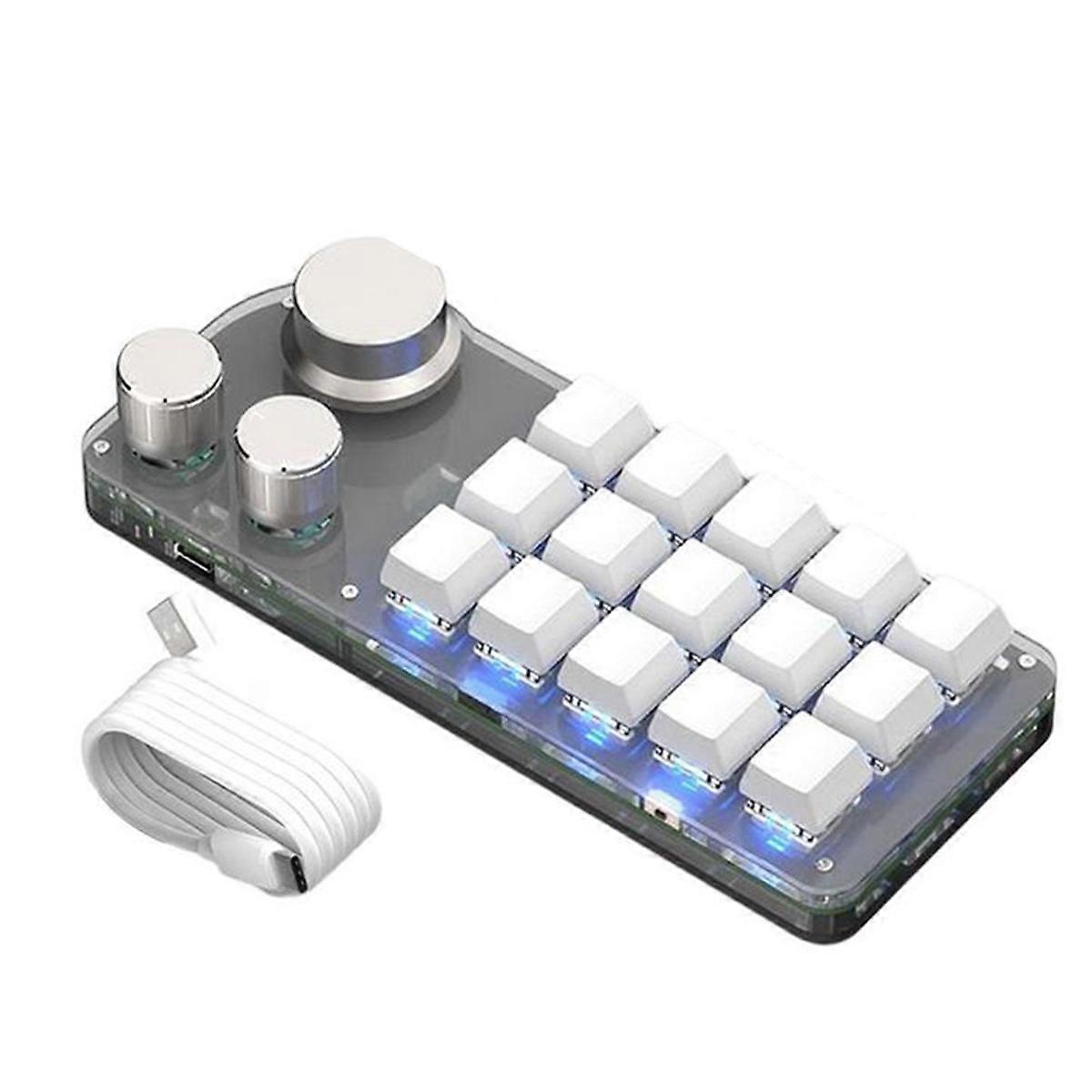 Portable Keyboard, Programmable Keyboard 15-Key Keyboard RGB Hot-Swappable Keyboard Suitable for Different PC Systems,B