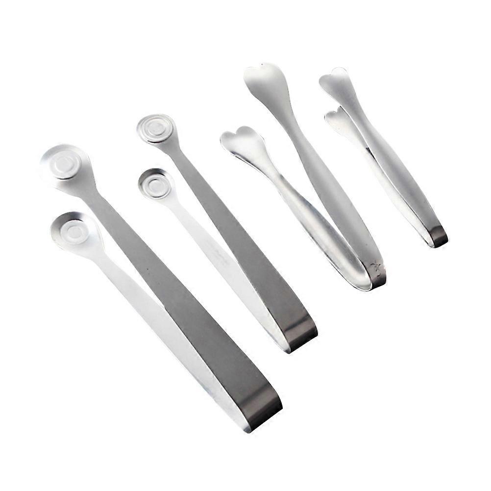 4Pcs Stainless Steel Ice Tongs for Party Cafe Bar Home Use Flexible Handle Round Shape