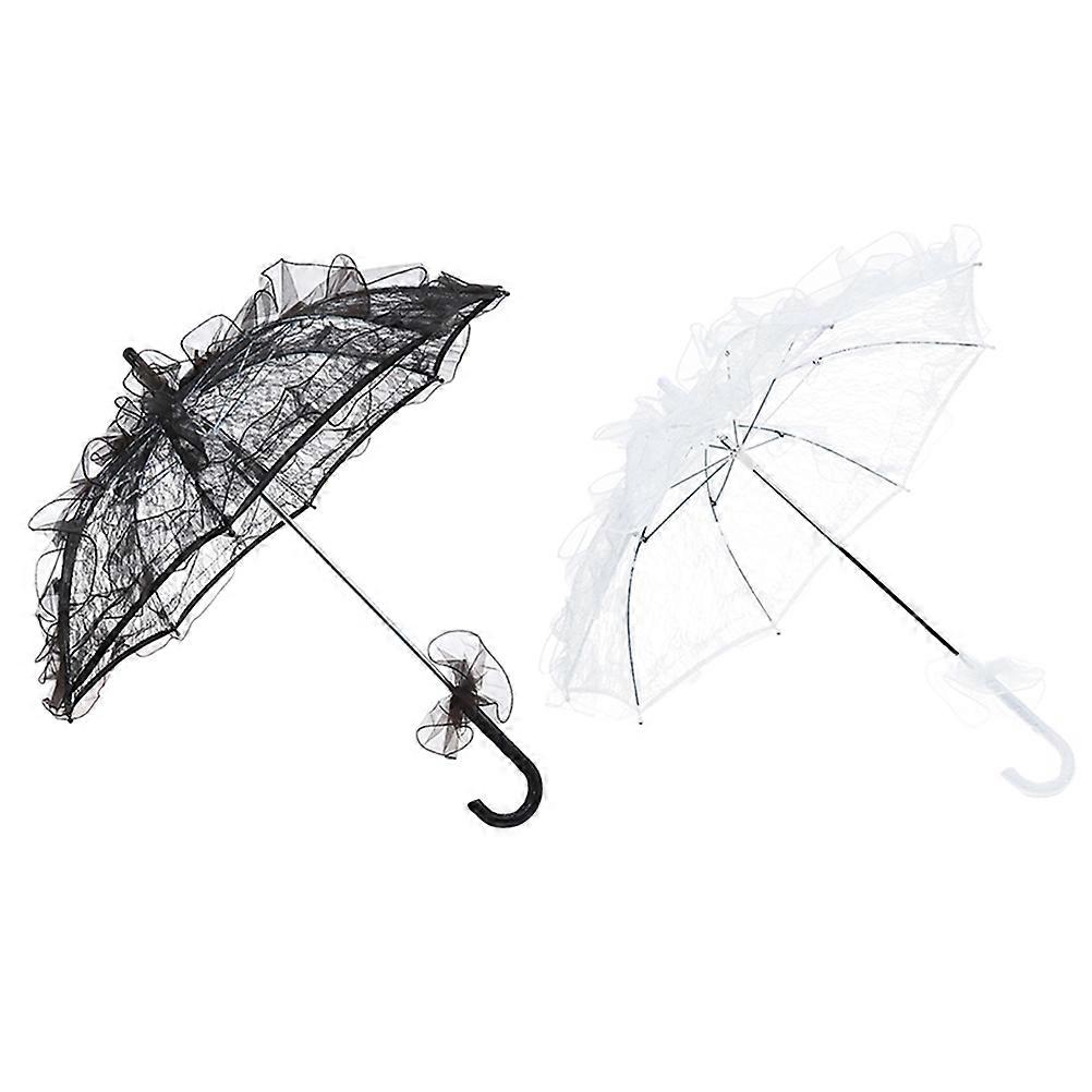Elegant Bridal Lace Umbrella for Wedding Decorations with Iron and Plastic Construction Versatile 2pcs Assorted Color