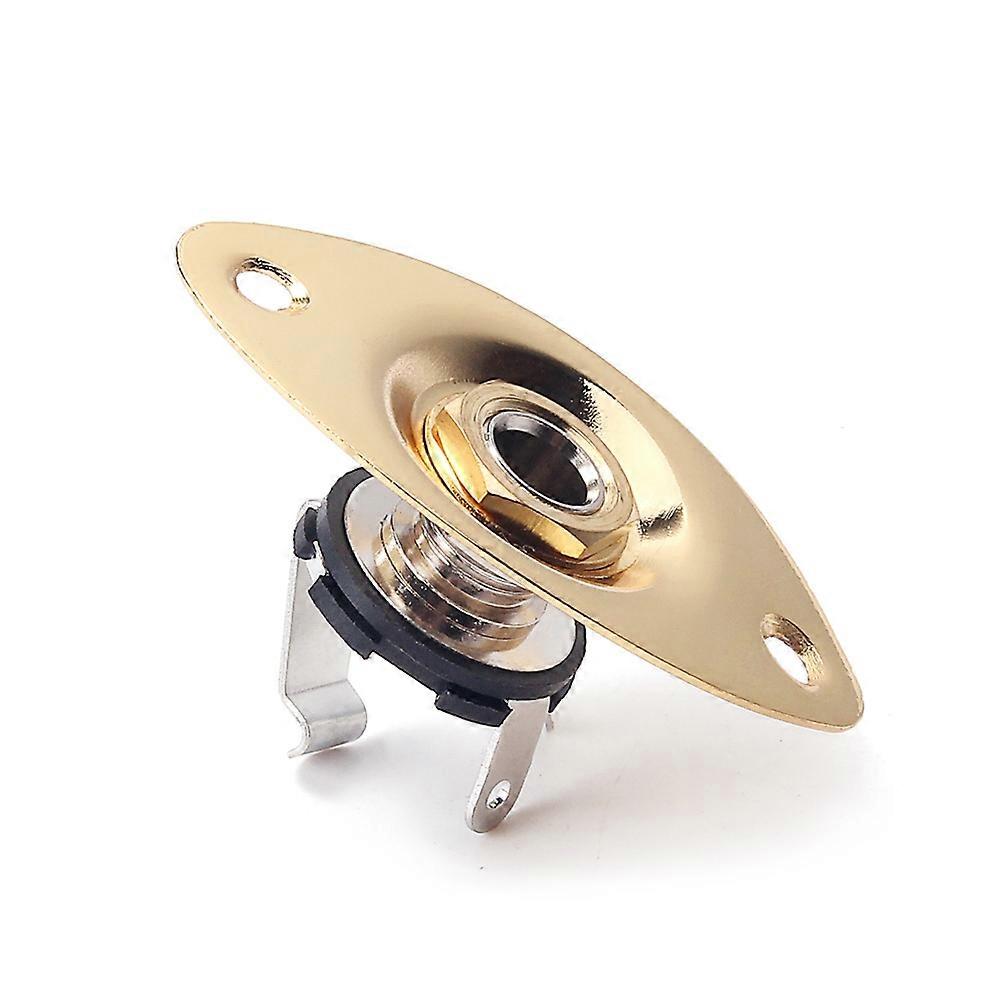 Golden Guitar Jack Plug Socket Set with 6.35mm Input Output Combo Plate for Electric Guitar Bass