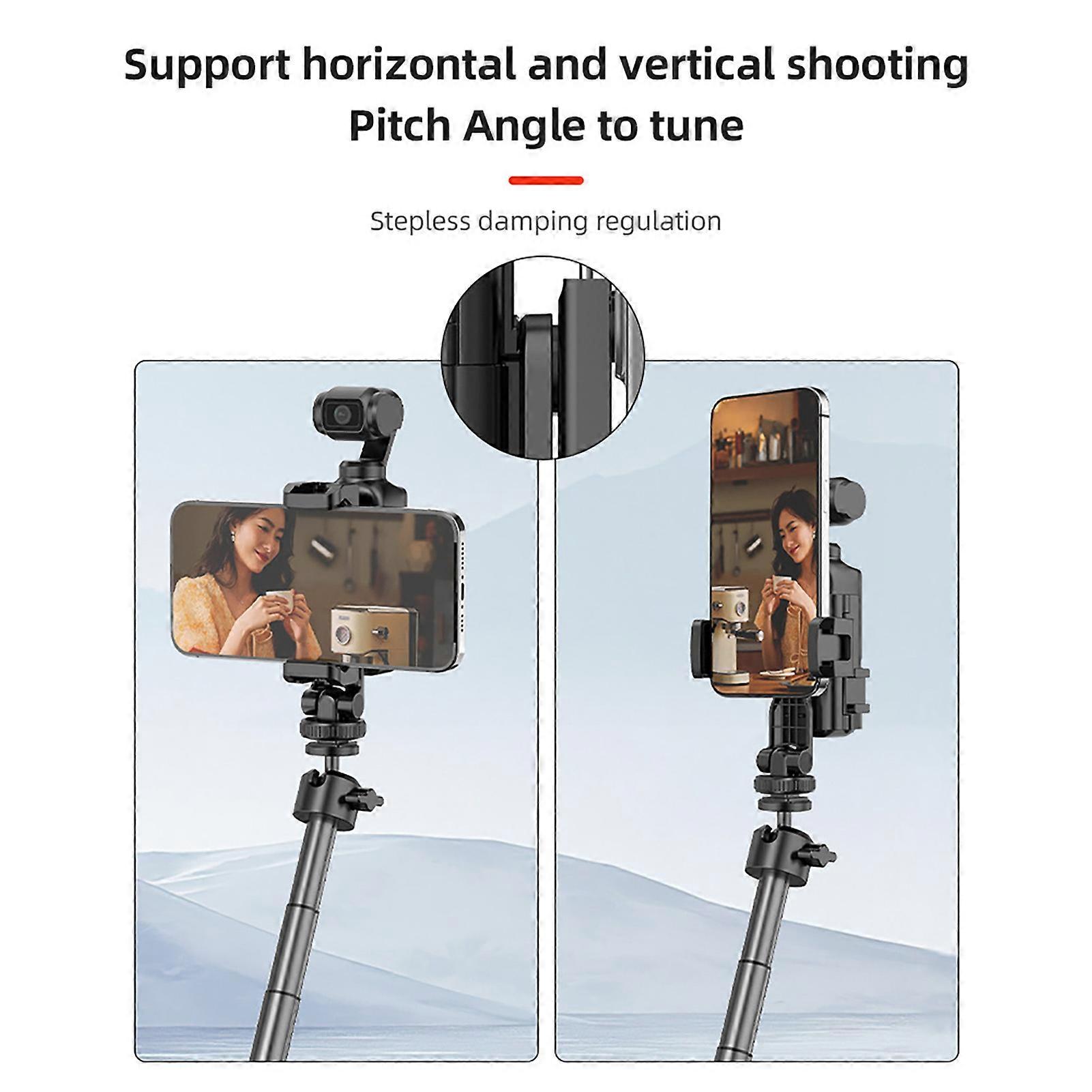Multi-Functional Camera Mount Bracket with Phone Holder 3 Cold Shoe Mount Tripod for DJI Osmo Pocket 3 iPhone 15 14 13 Vlog Live Streaming Recording