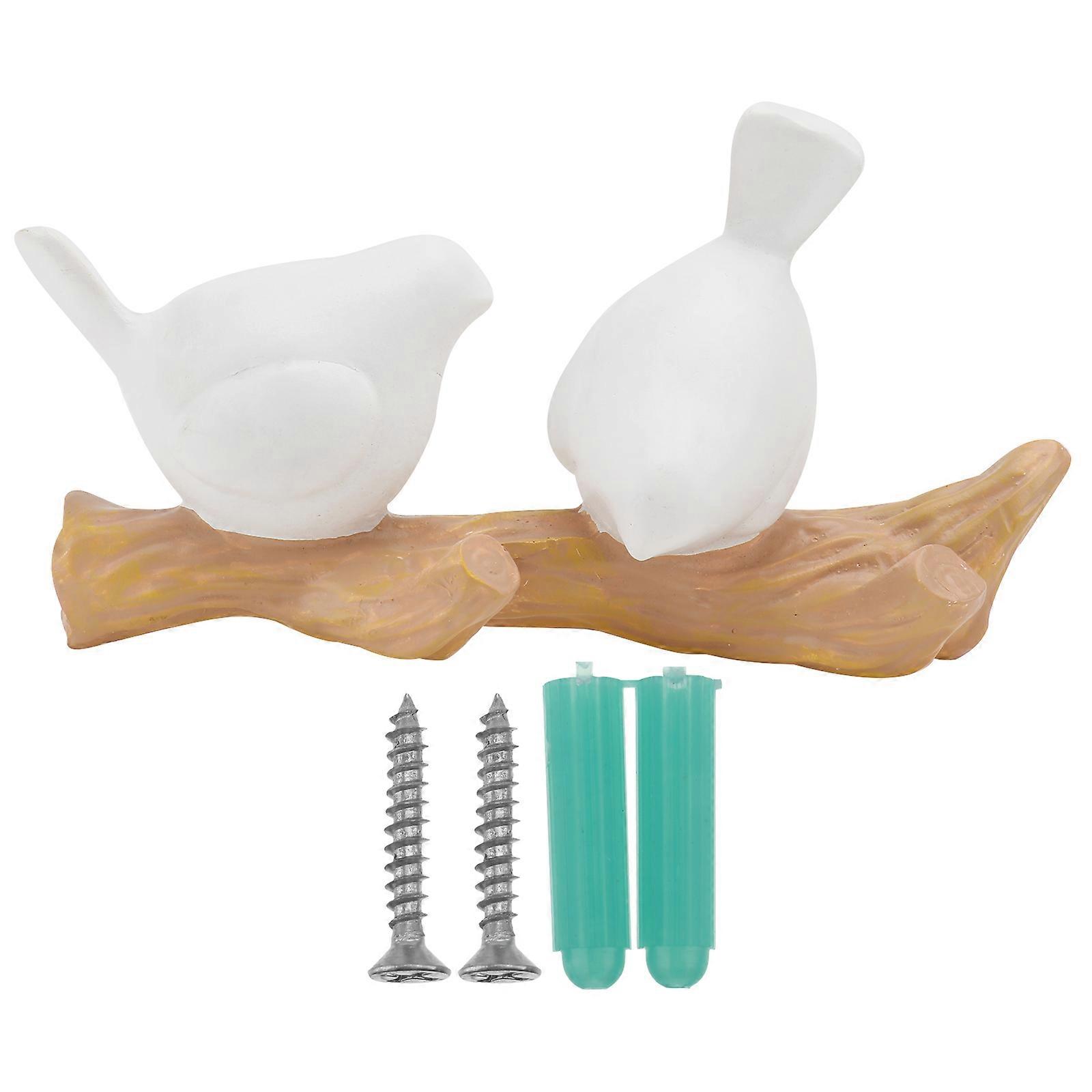 Wall Hook Bird Shape Home Use Resin White Hanging 1Set