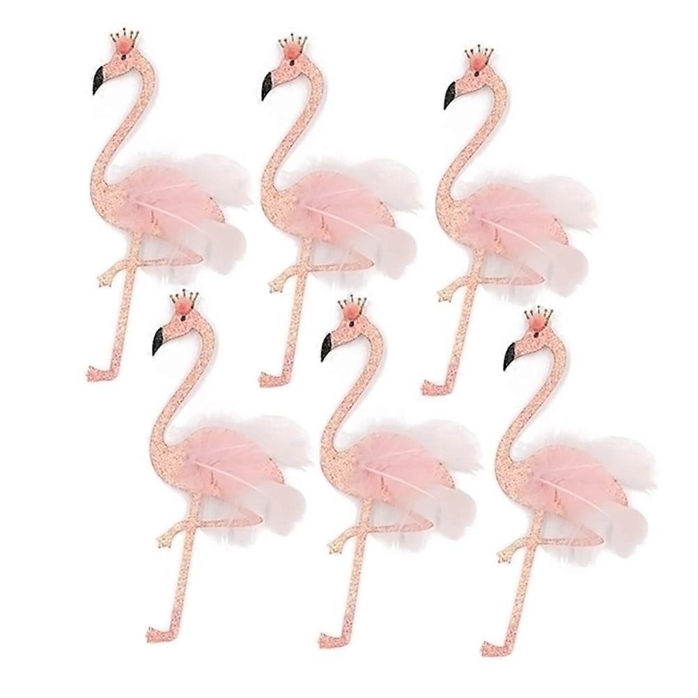 Paper Cake Topper Flamingo Insert for Decorating 6Pcs Hawaii Style