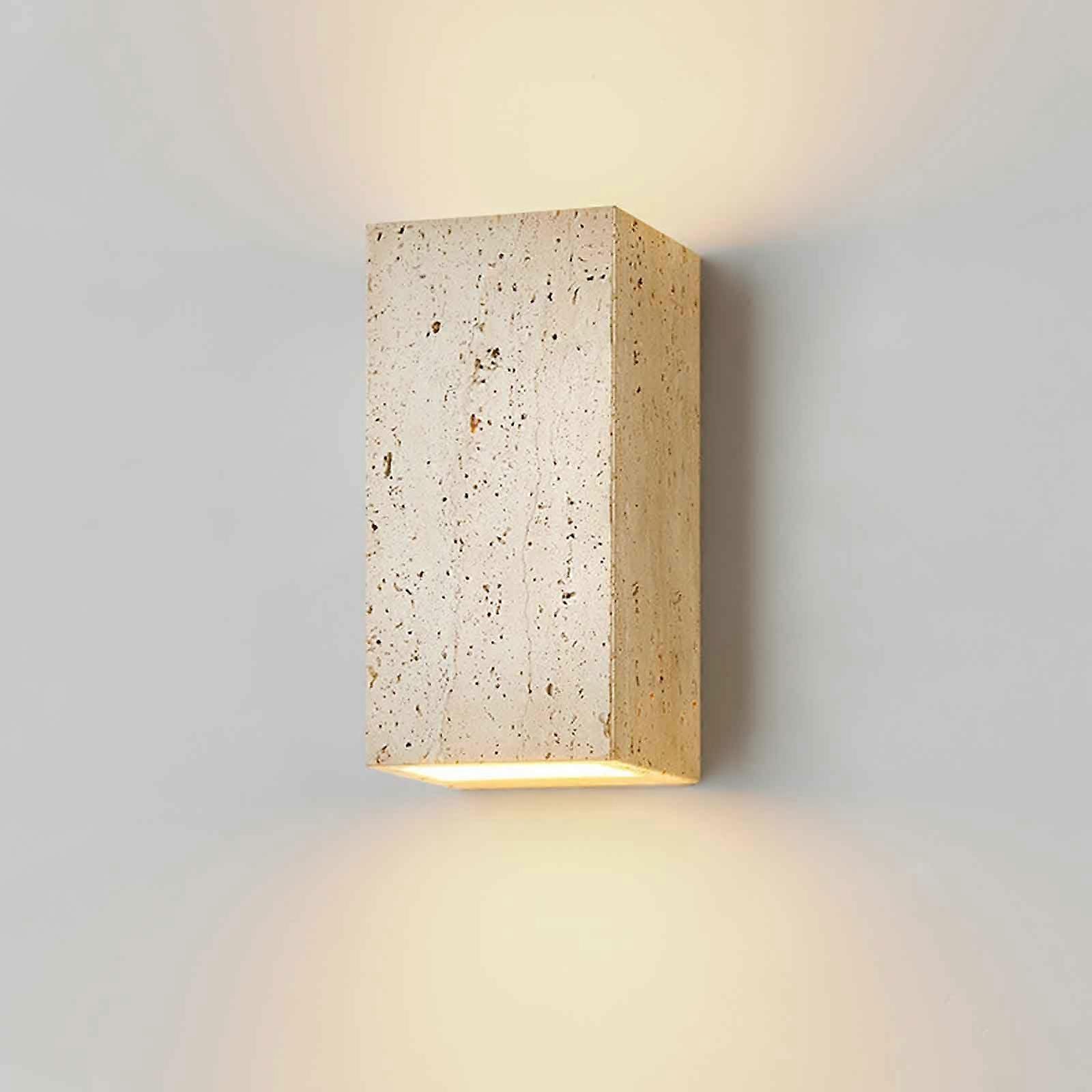 Natural Stone Square Wall Sconce Rectangular Wall Light Waterproof Outdoor Indoor Yellow Farmhouse Style Japanese Wabi-Sabi