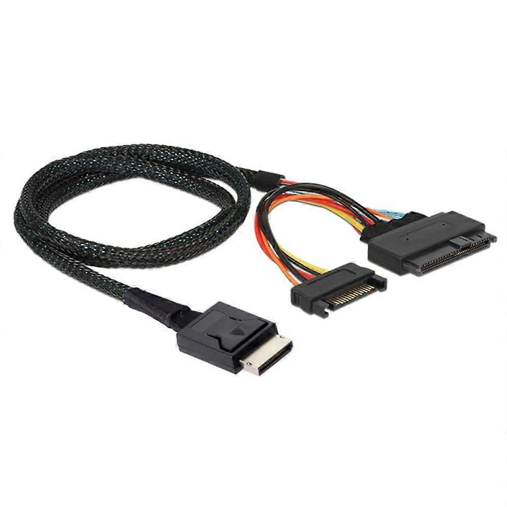 Gen 4 Oculink SFF-8611 4I to PCIe SFF-8639 U.2 NVMe Server Cable with 15P Male Power Connector for High-Speed Data Transfer