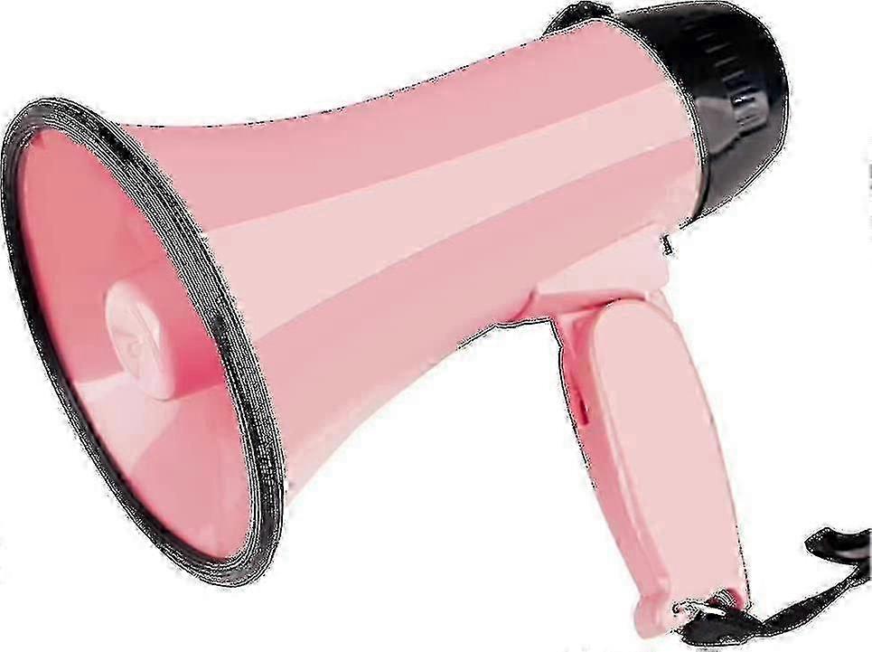 25W Portable Megaphone Bullhorn with Siren/Alarm Modes (Pink)