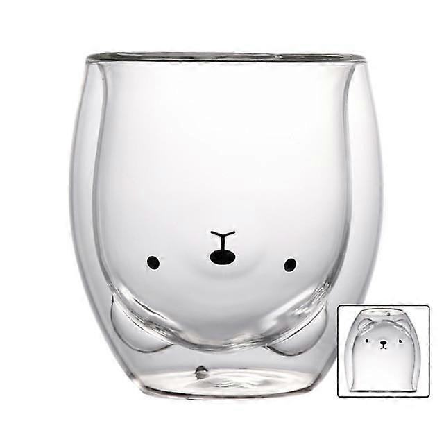 Creative Cute Bear Double Layer Mug Lovely Shape Glass Cup Girly Cup