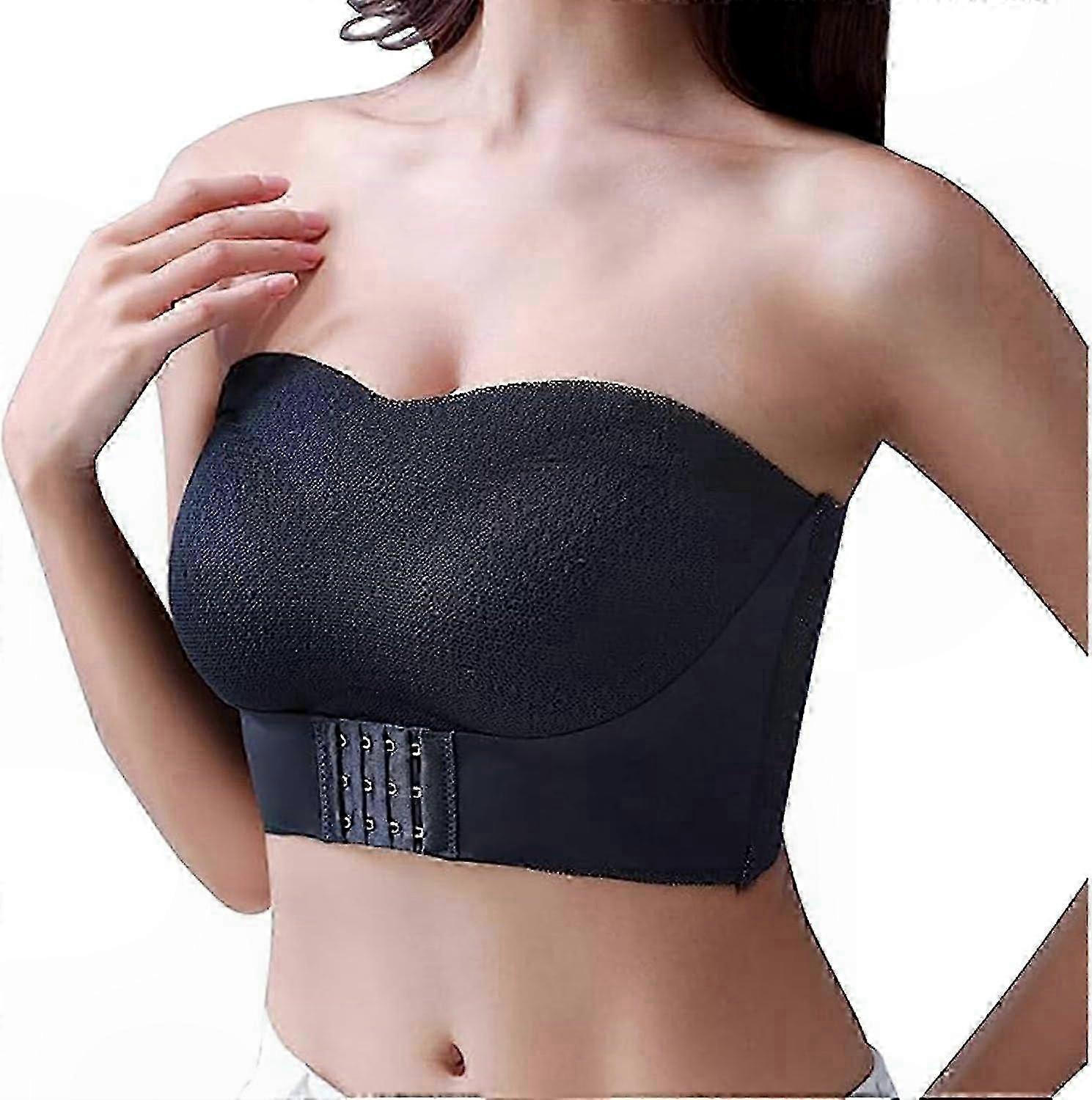 Non-Slip Strapless Bra for Women, Full Support Convertible Bandeau with Push-Up Feature