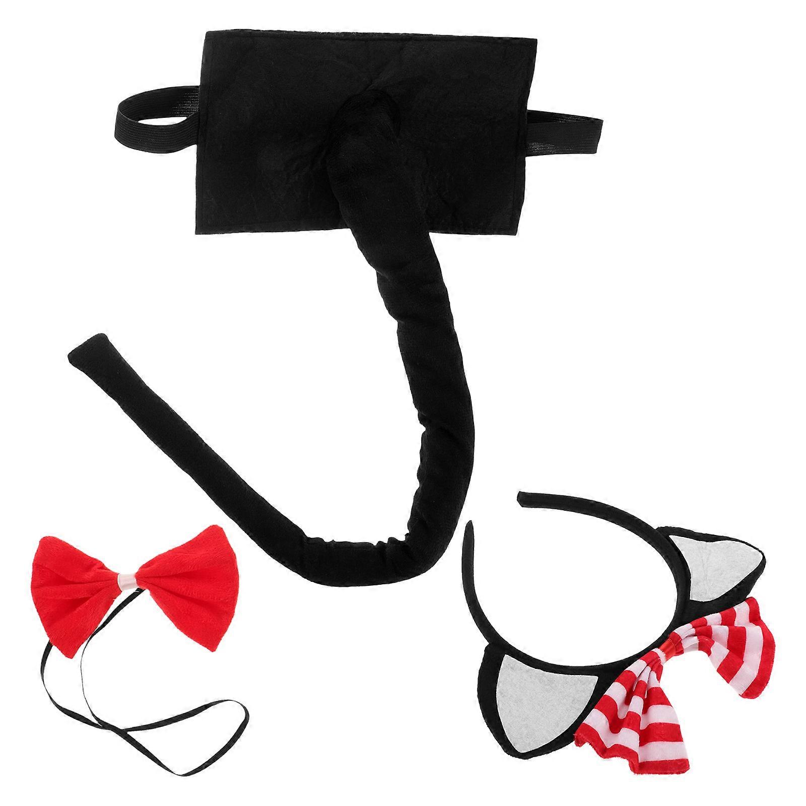 Cat Costume Set Animal Ear Headband for Party 4Sets with Tail and Bow Tie