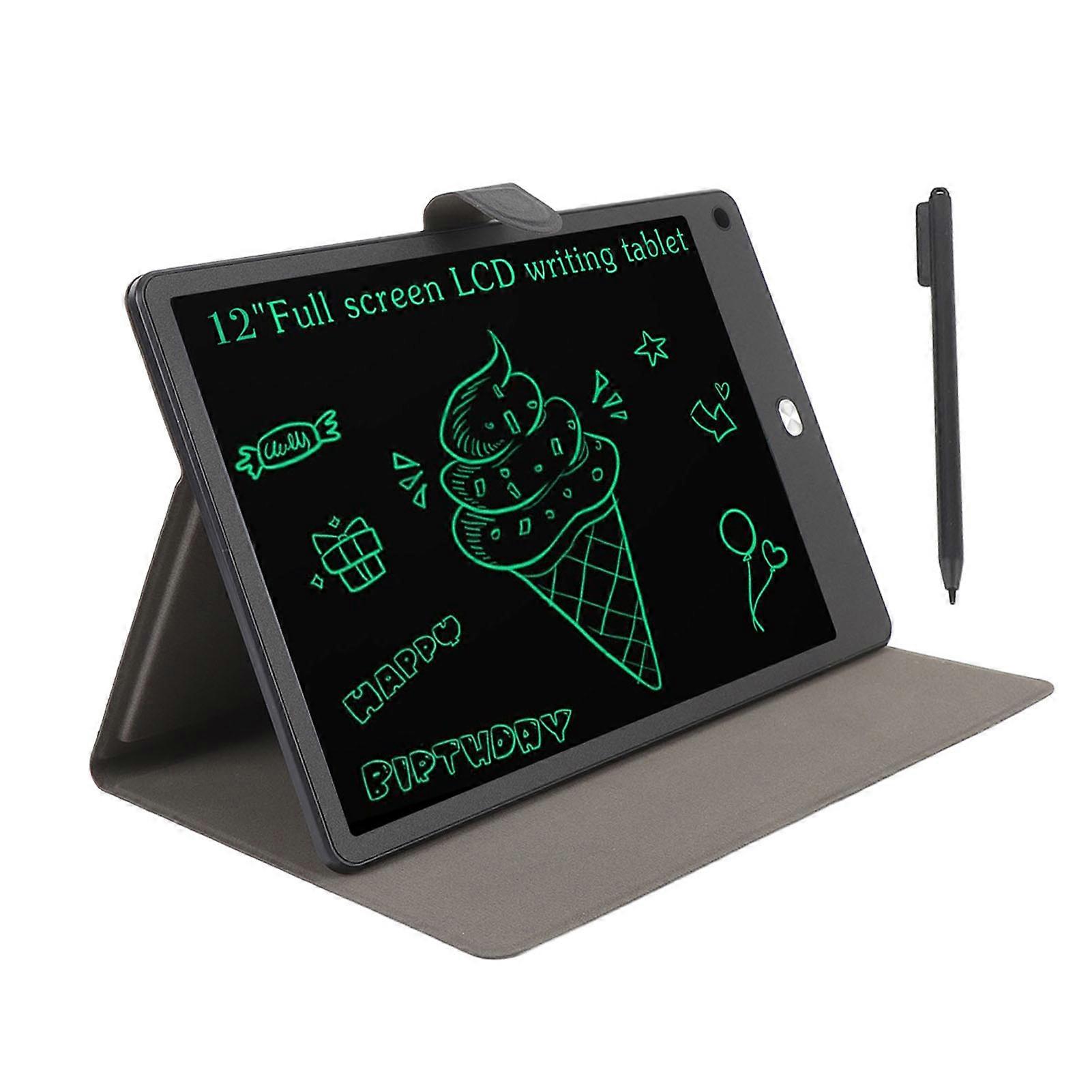 12 Inch LCD Writing Tablet with PU Case Pen Eye Caring Erasable Reusable Drawing Pad