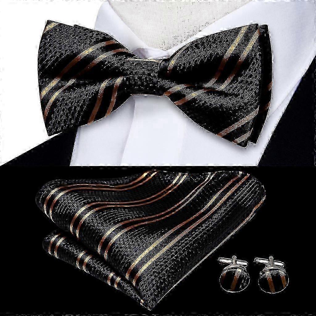 mens silk bow tie with matching cufflinks