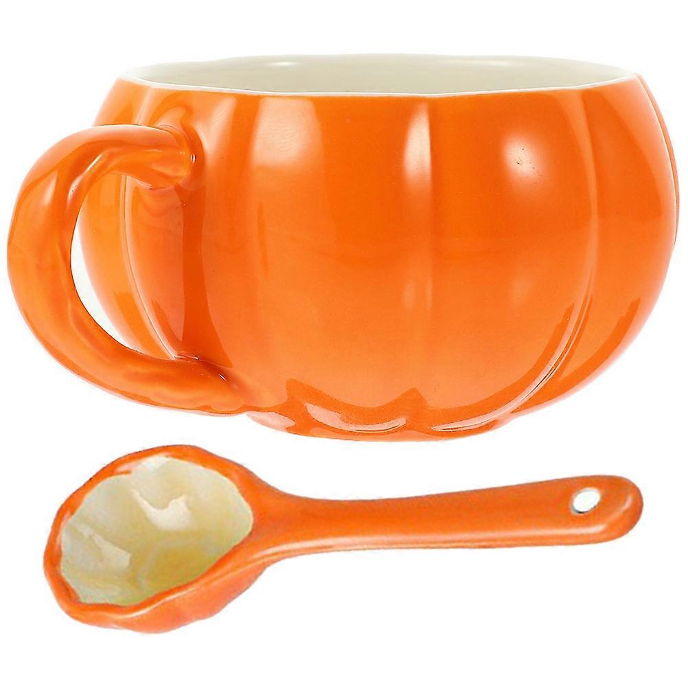 Halloween Pumpkin Ceramic Mug for Coffee Use 1Set with Spoon